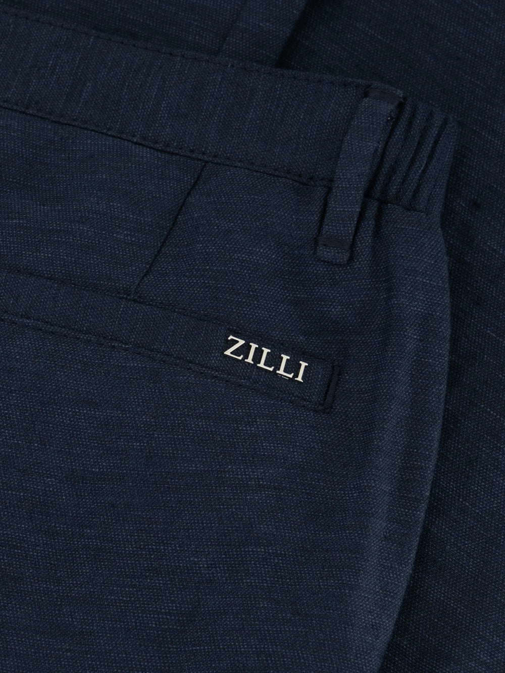 Slim Fit Linen Trousers - Blue Navy