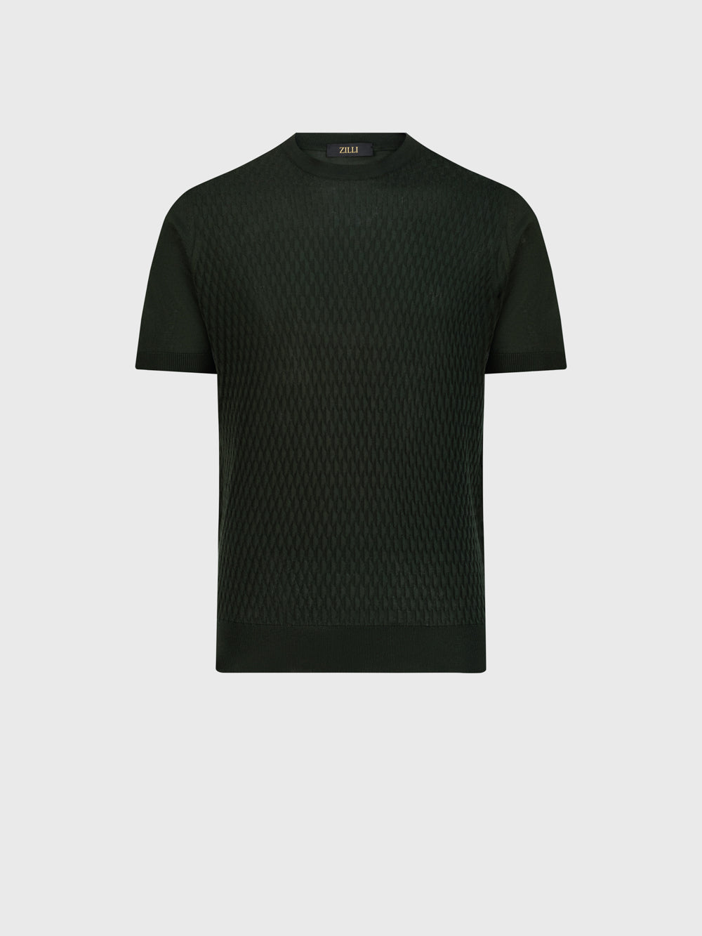 "Micro Lozenges" Silk Knit Shirt - Dark Green