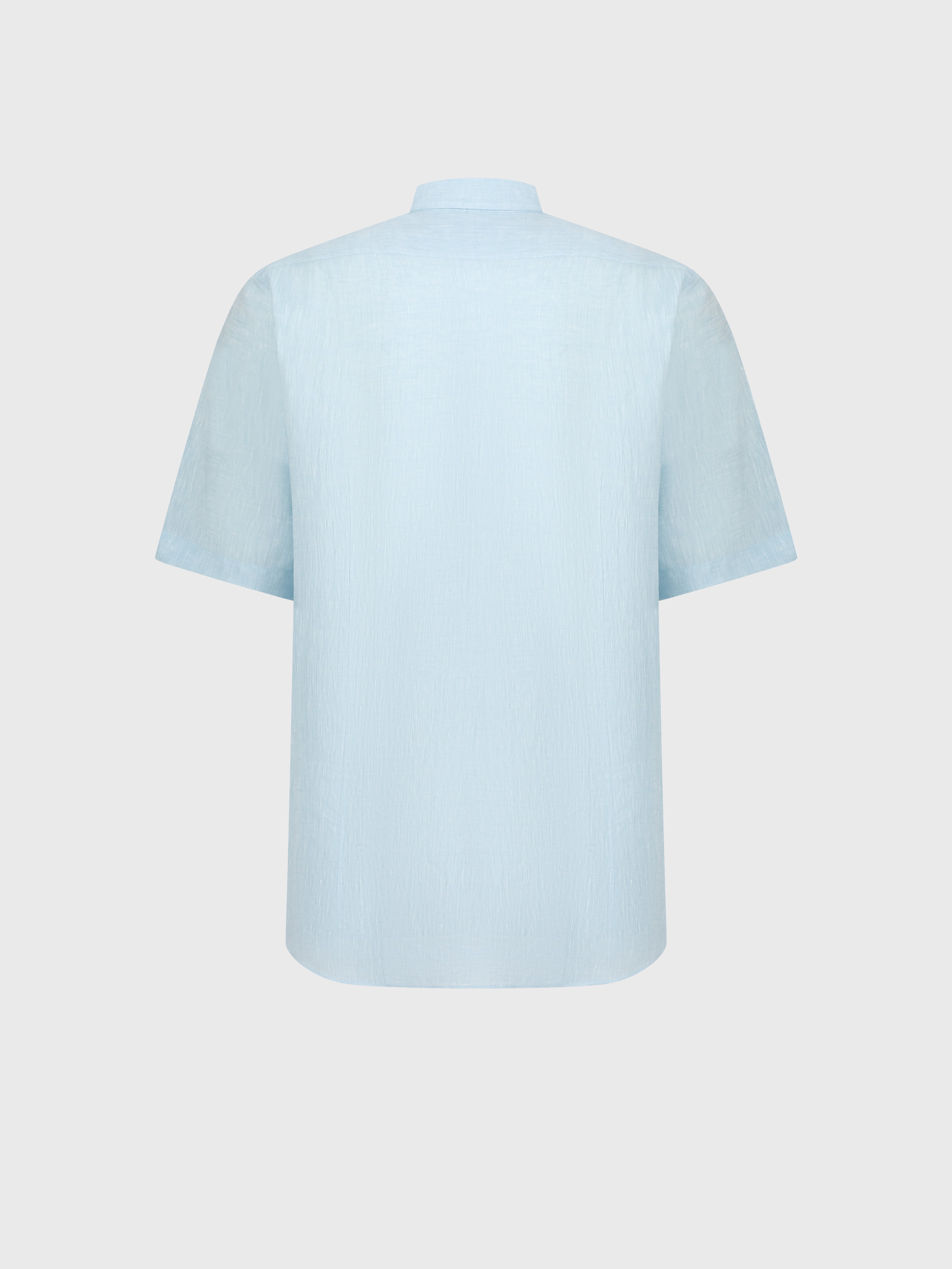 Льняная рубашка с одним отложным воротником - Оксфордский синий