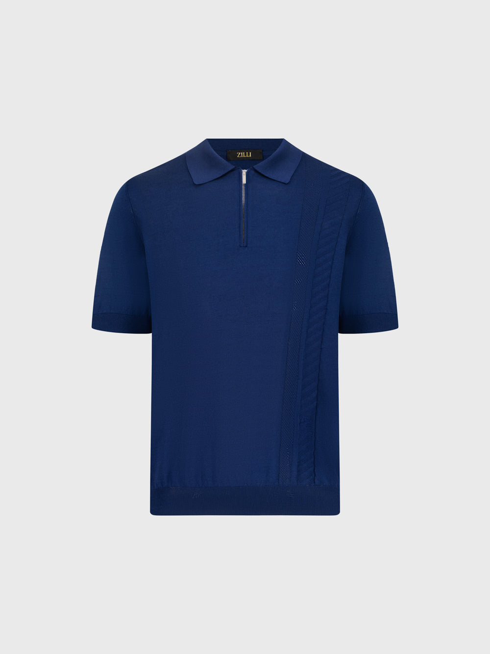 EGONLAB KN002B KNIT POLO-SHIRT NAVY BLUE Silk-Knit Polo Shirt - Ink