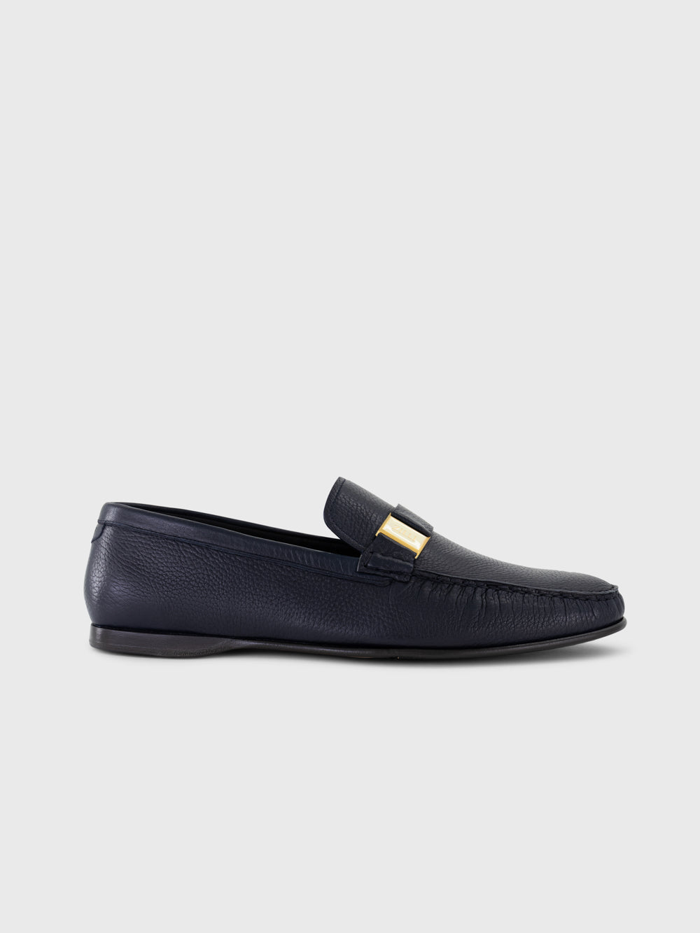 Formal Leather Slip-On Loafers - Dark Navy