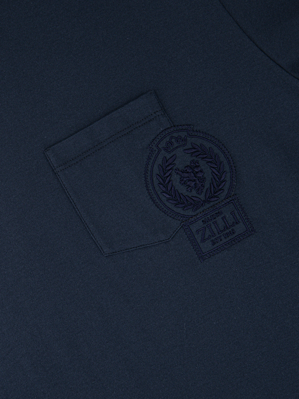 "ZILLI Crest" Embroidery T-Shirt - Dark Navy