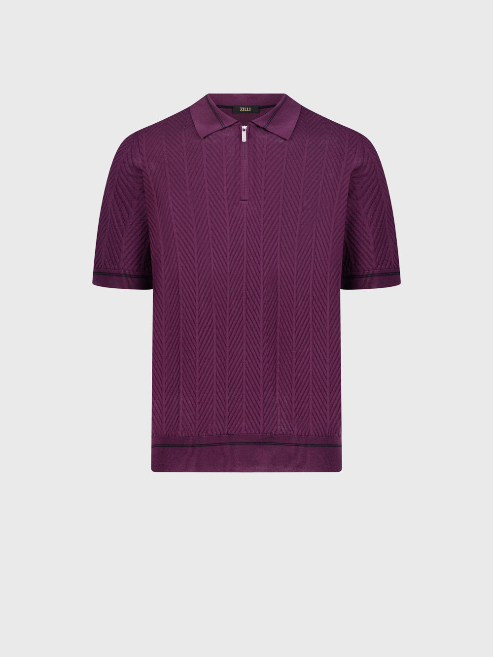 Geometric Pattern Silk Knit Shirt - Deep Magenta