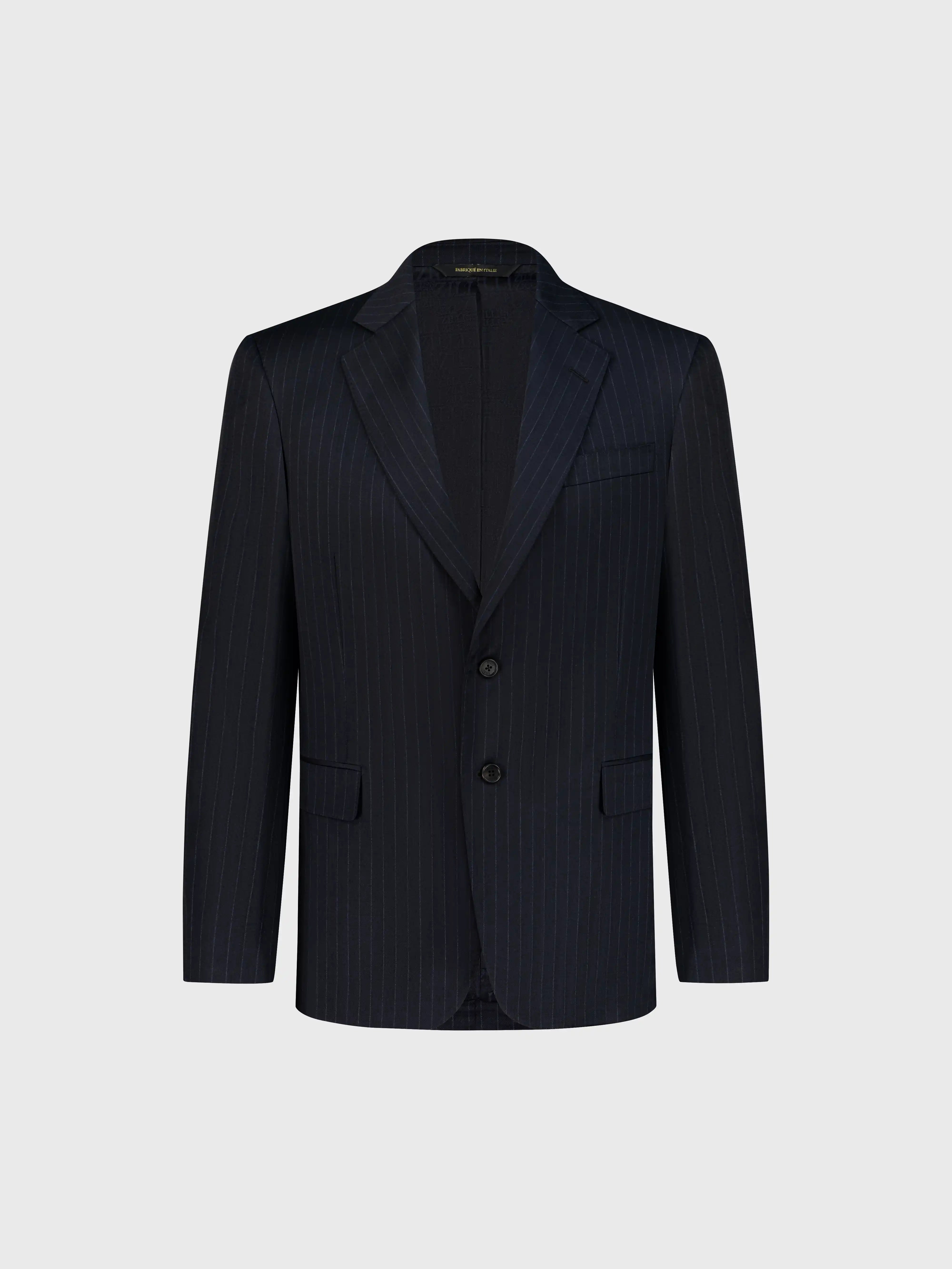 Pencil Striped Suit - Dark Navy
