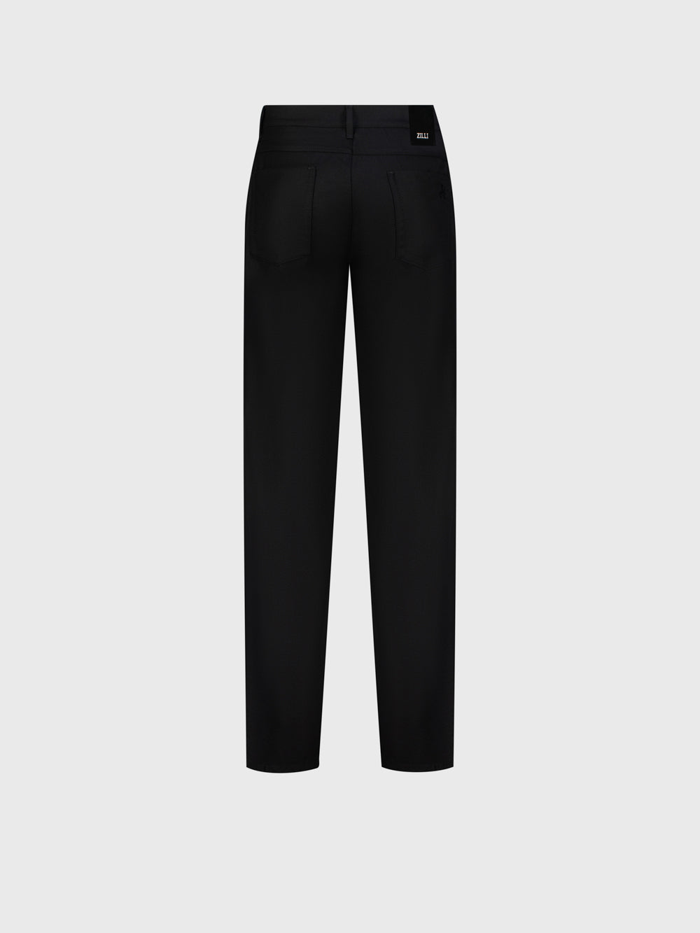 Wool Jean with Calf Leather Detail - Black