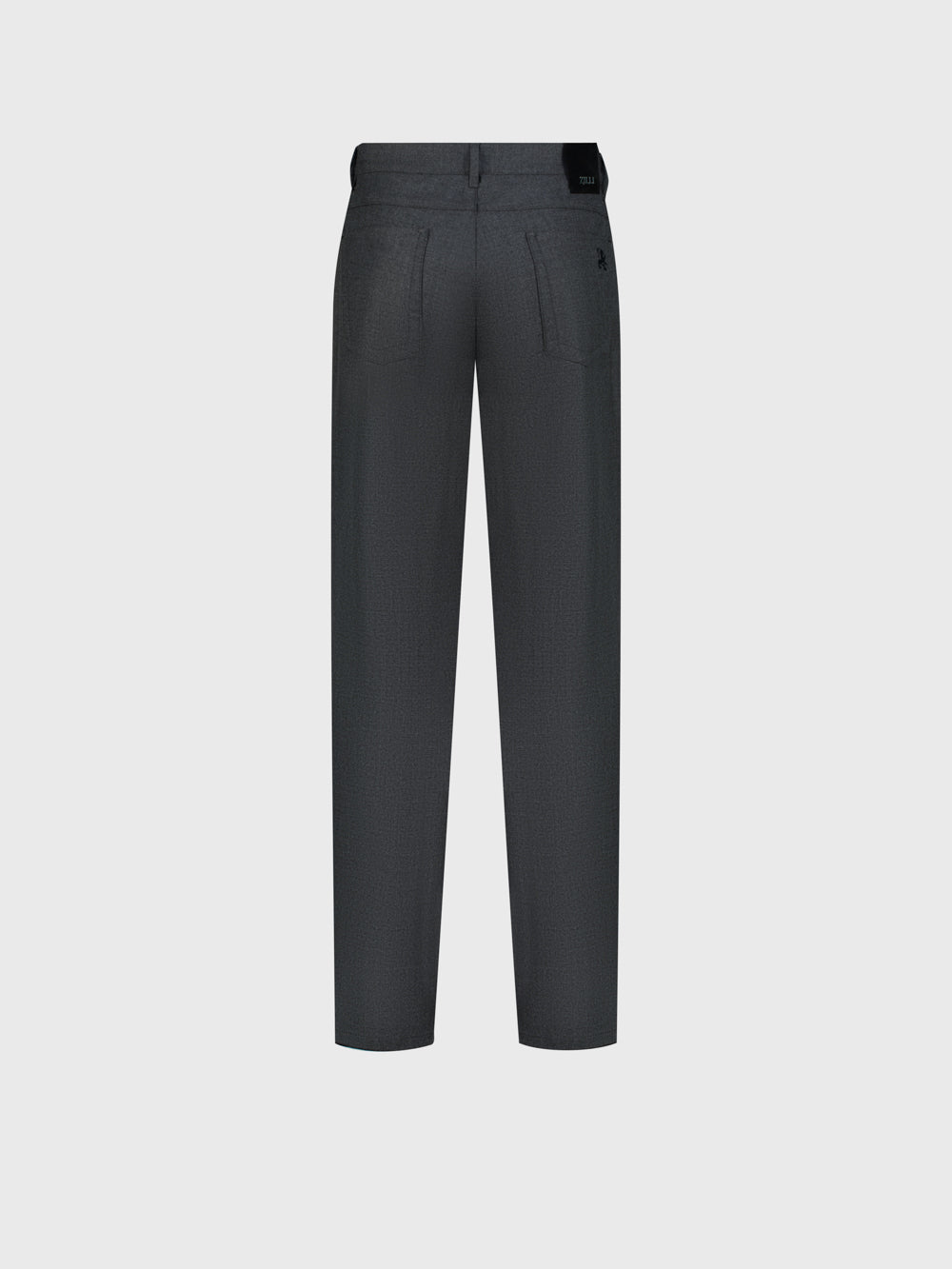 Wool Jean with Calf Leather Detail - Grey Anthracite