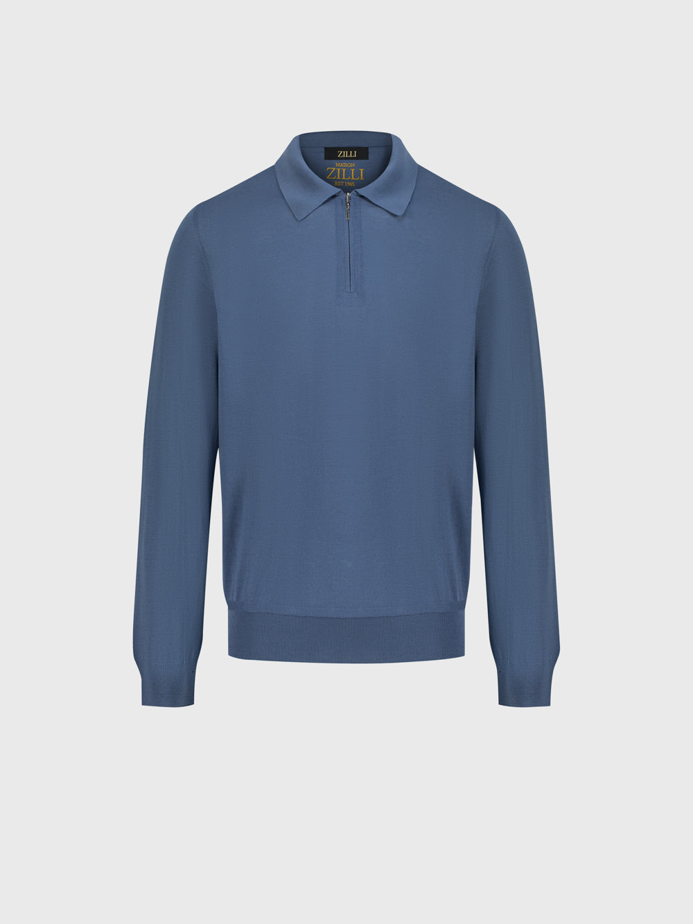 Wool Polo Half-Zip Knit – Oxford Blue