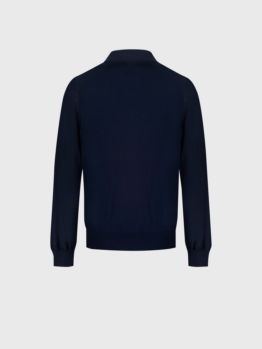 Wool-Silk Lightweight Polo Half-Zip Knit – Dark Navy