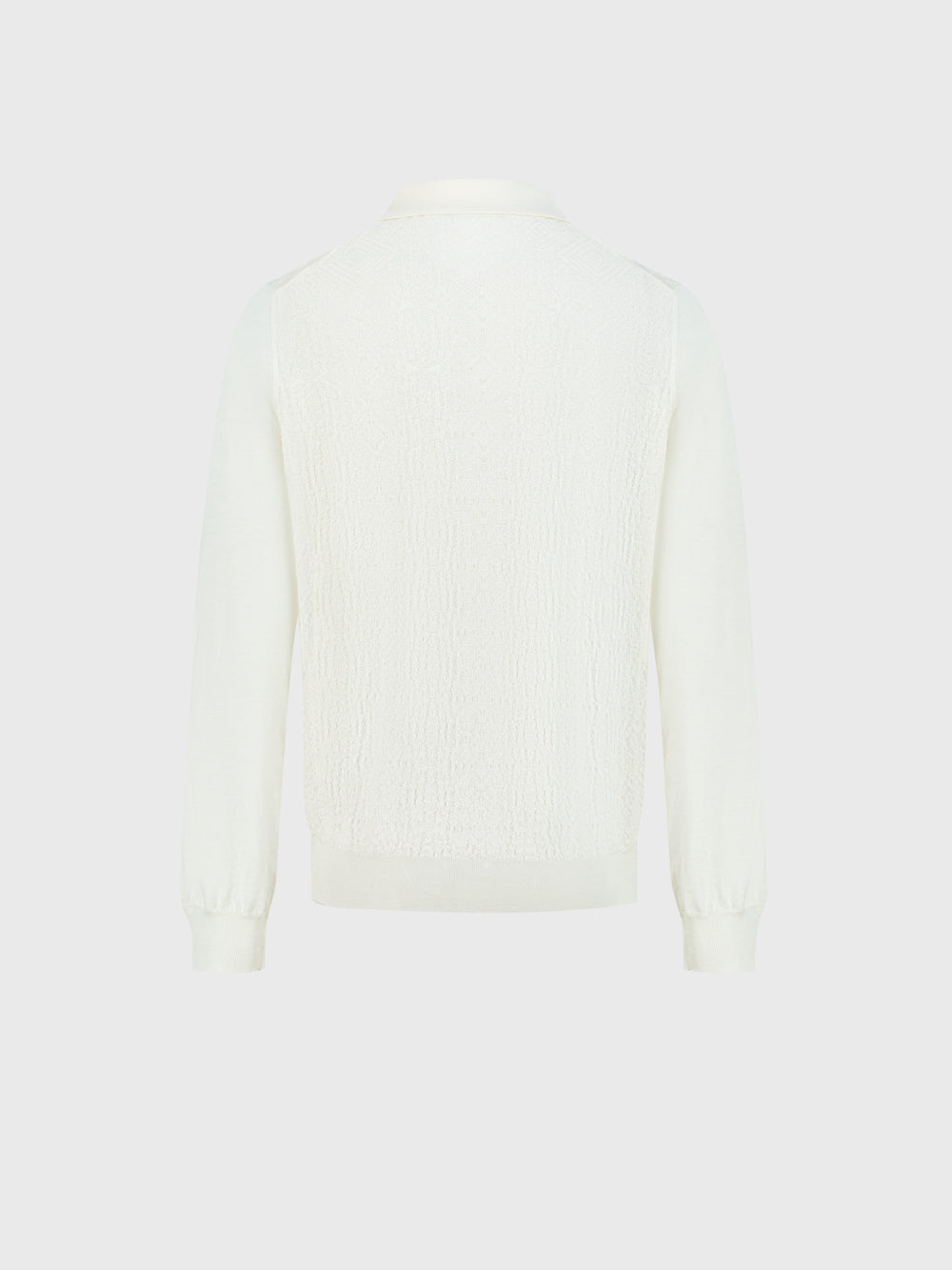 Wool-Silk Polo Half-Zip Pebbled Knit – Blond Fawn