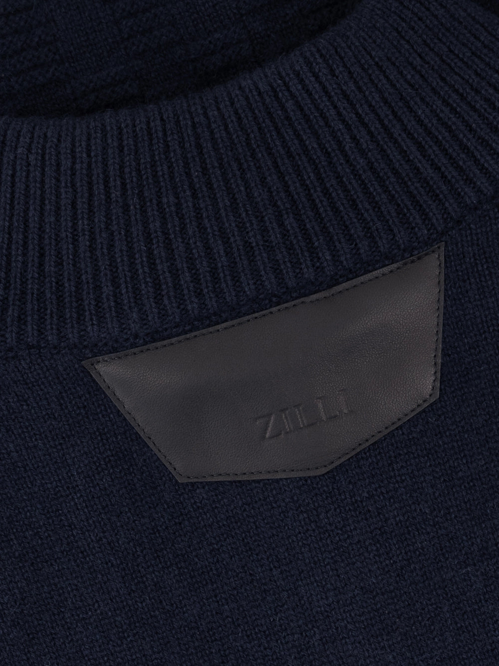 100% Lambswool Fitted Half-Zip Sweater - Dark Navy
