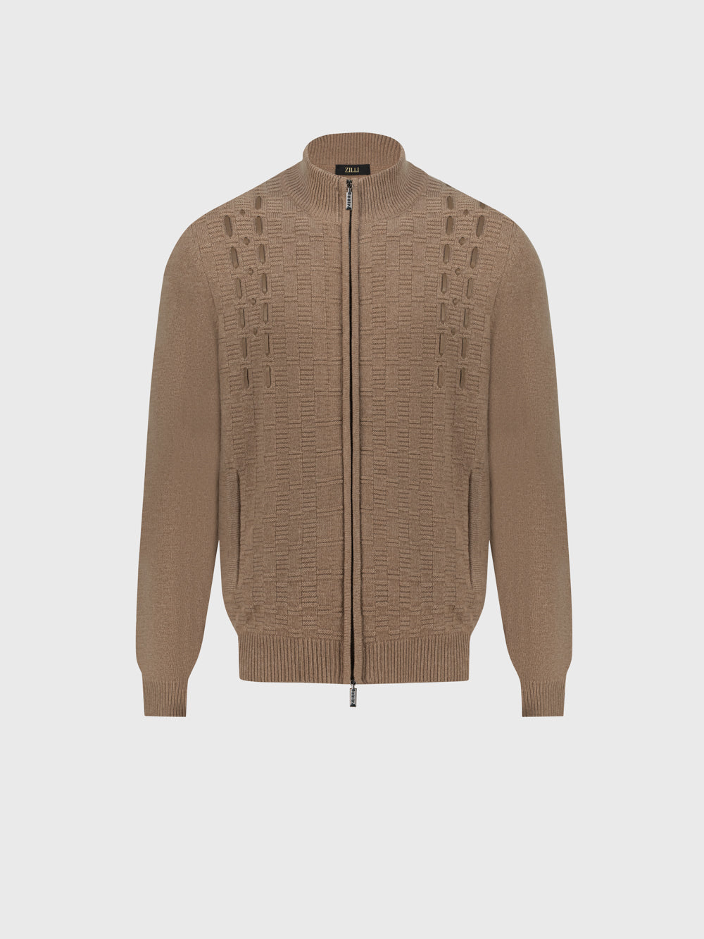 Basket-Weaved Cardigan - Cappuccino