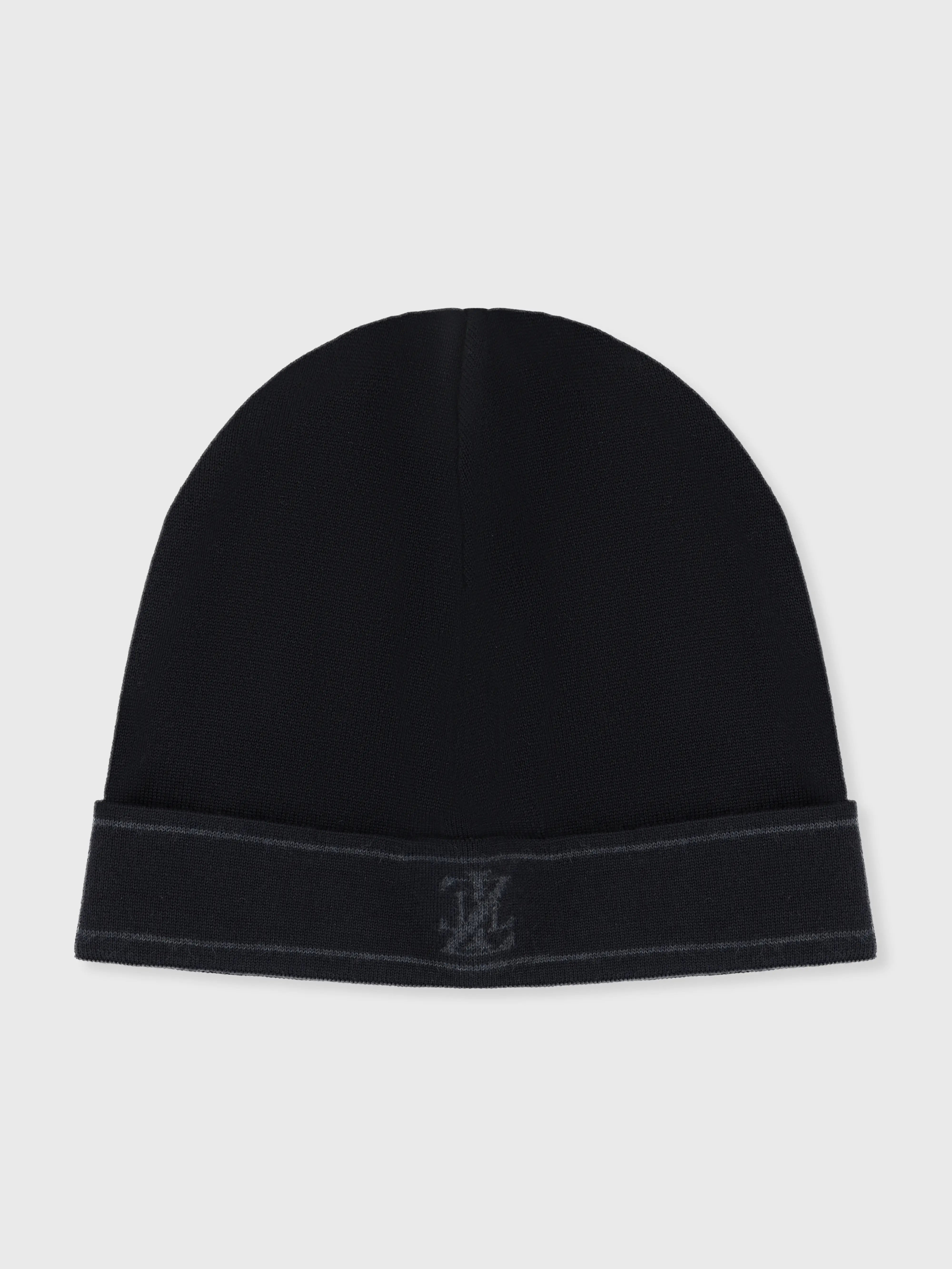 70% Wool 30% Silk Beanie - Black