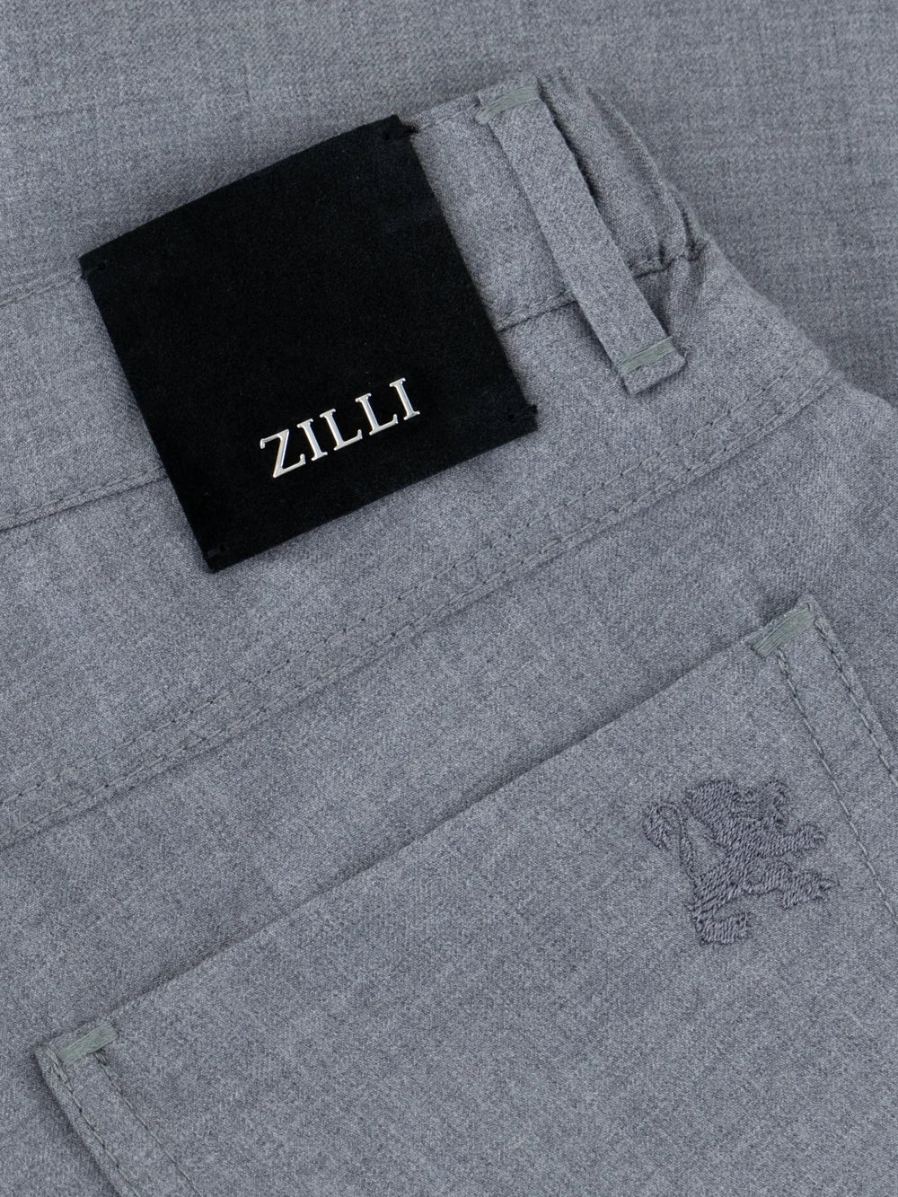 Wool Jean with Calf Leather Detail - Soft Grey