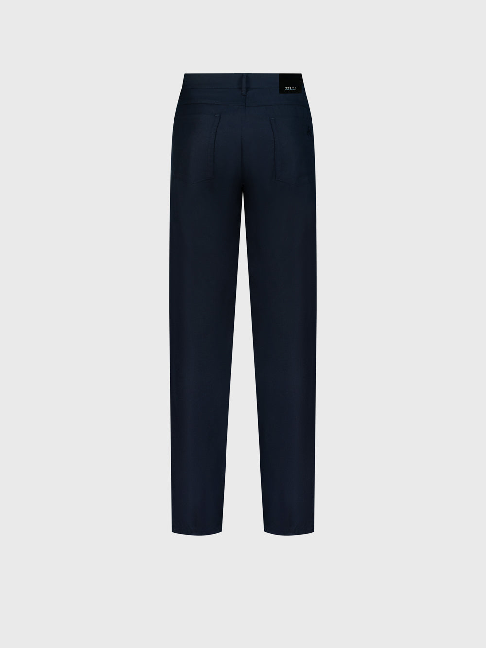 Wool Jean with Calf Leather Detail - Blue Navy