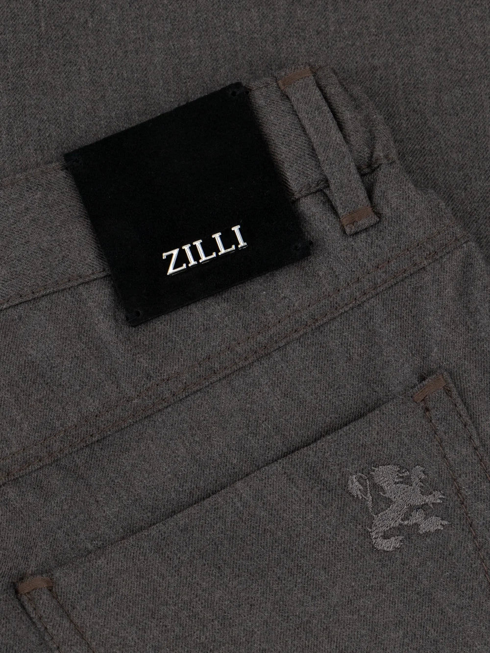 Wool Jean with Calf Leather Detail - Taupe