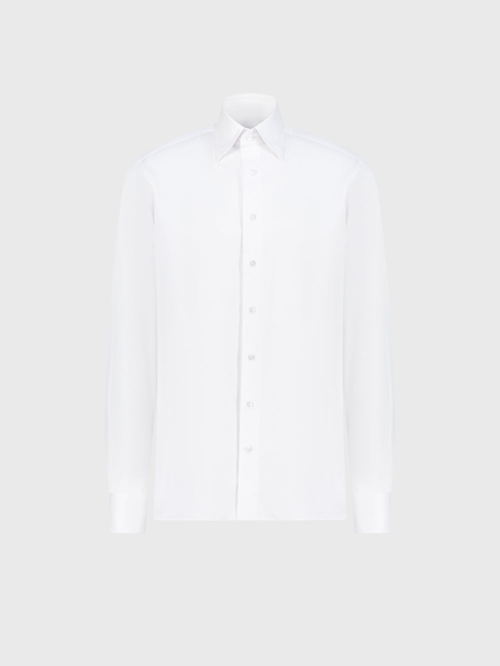 قميص رسمي بياقة مزدوجة الخياطة - أبيض