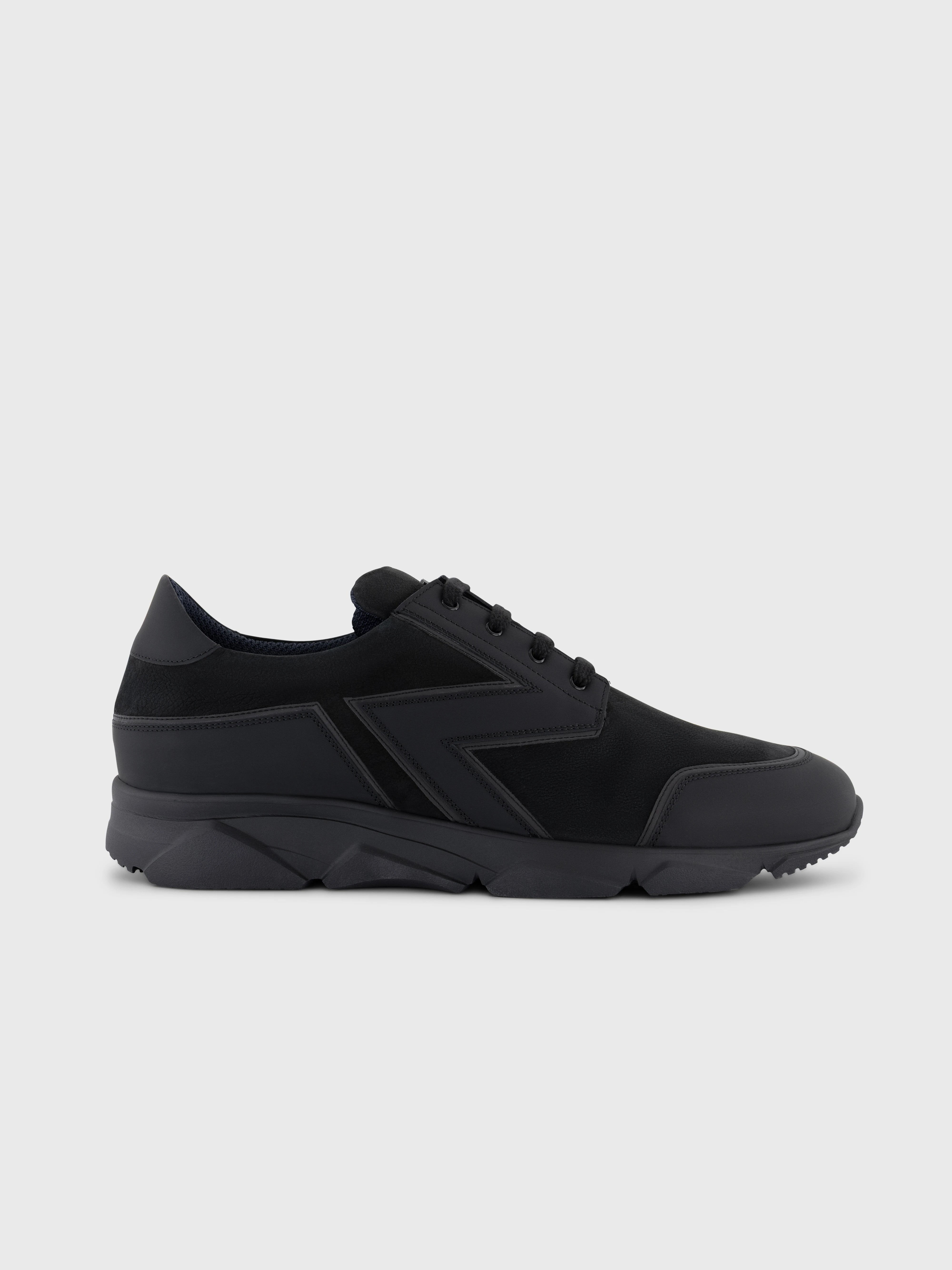 Suede-Accented Sneakers - Black