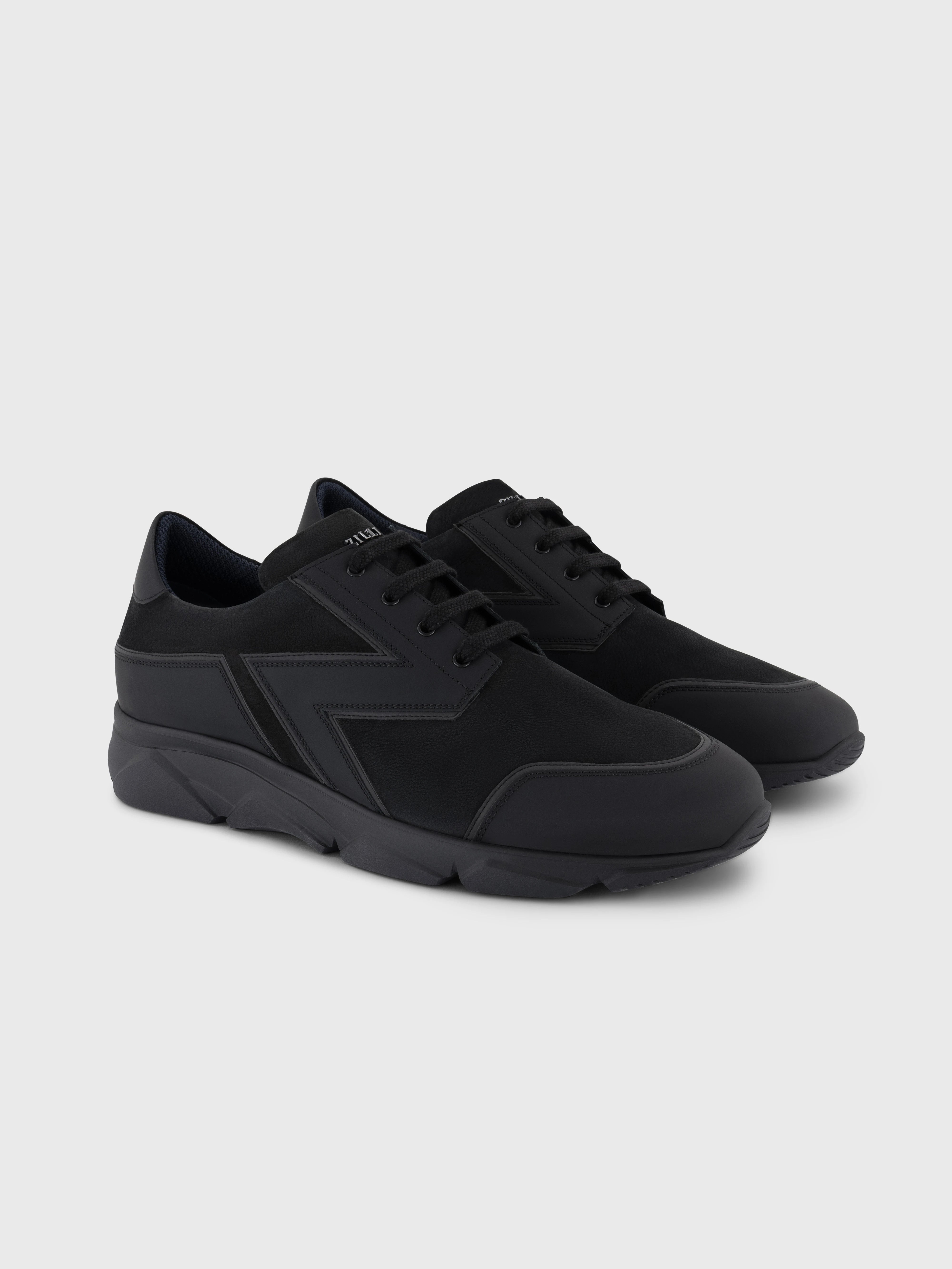 Suede-Accented Sneakers - Black