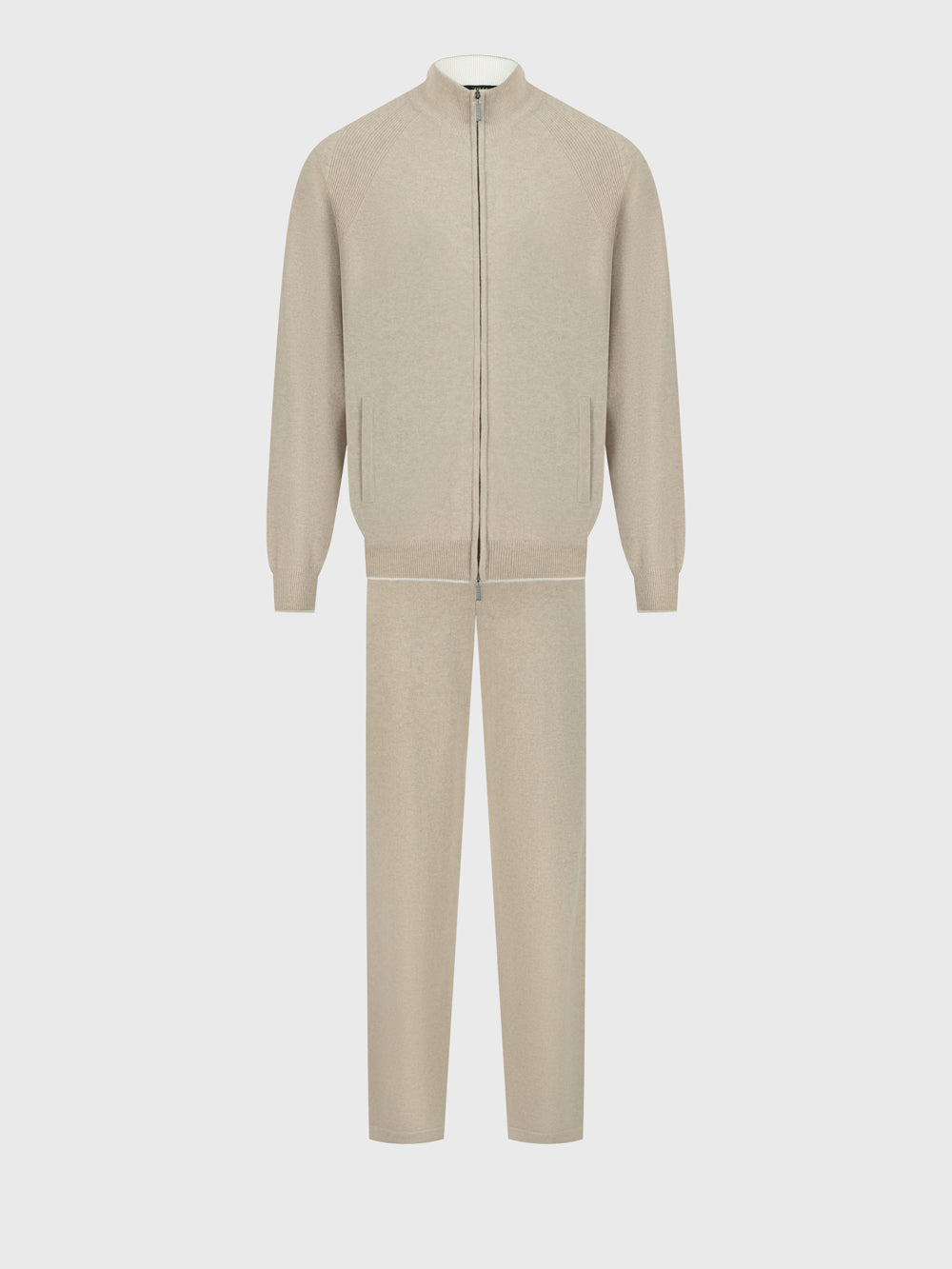 Jogging Suit Set - Zip Jacket and Pant - Pale Fawn