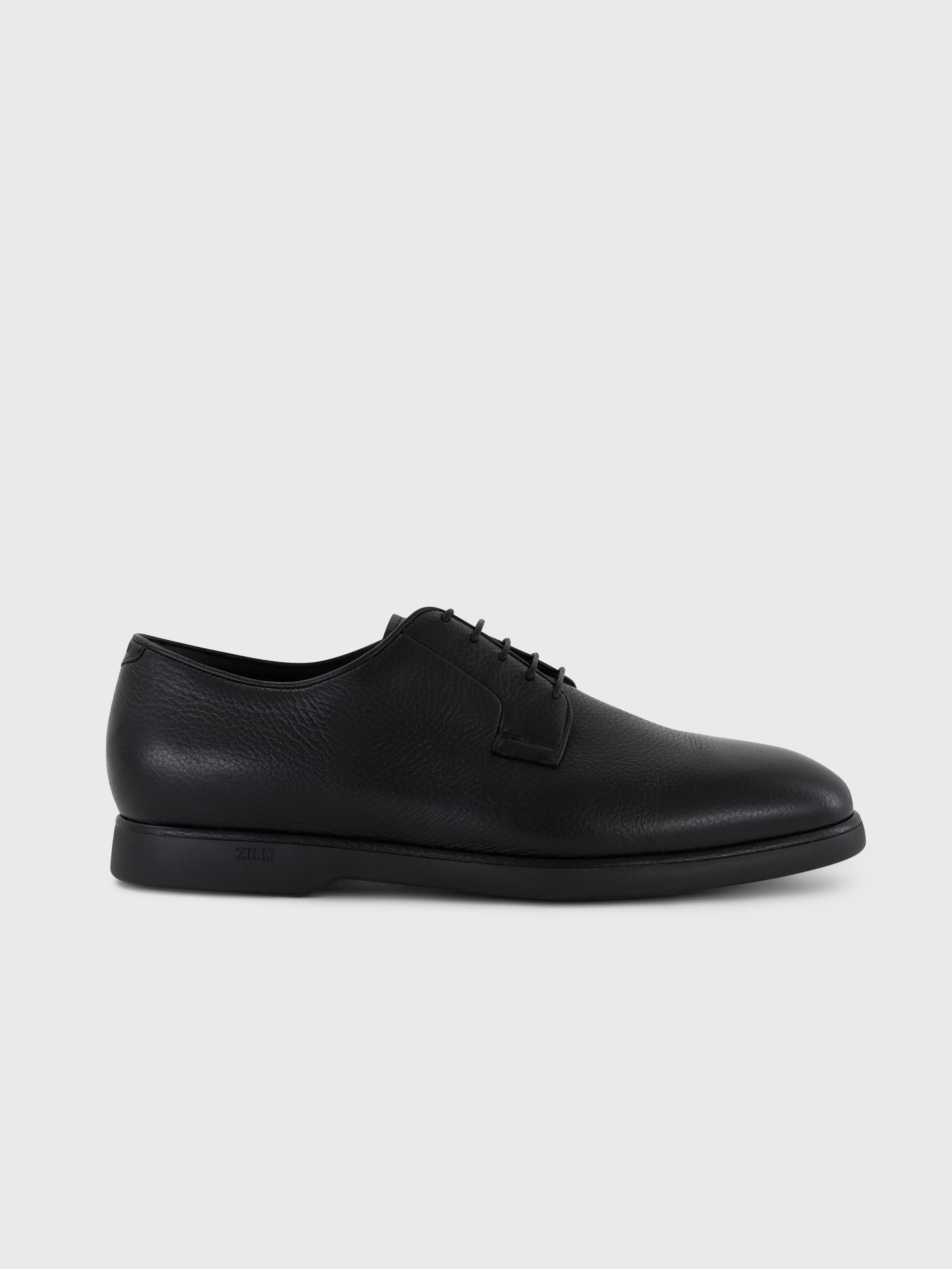 100% Deerskin Lace-Up Shoes - Black