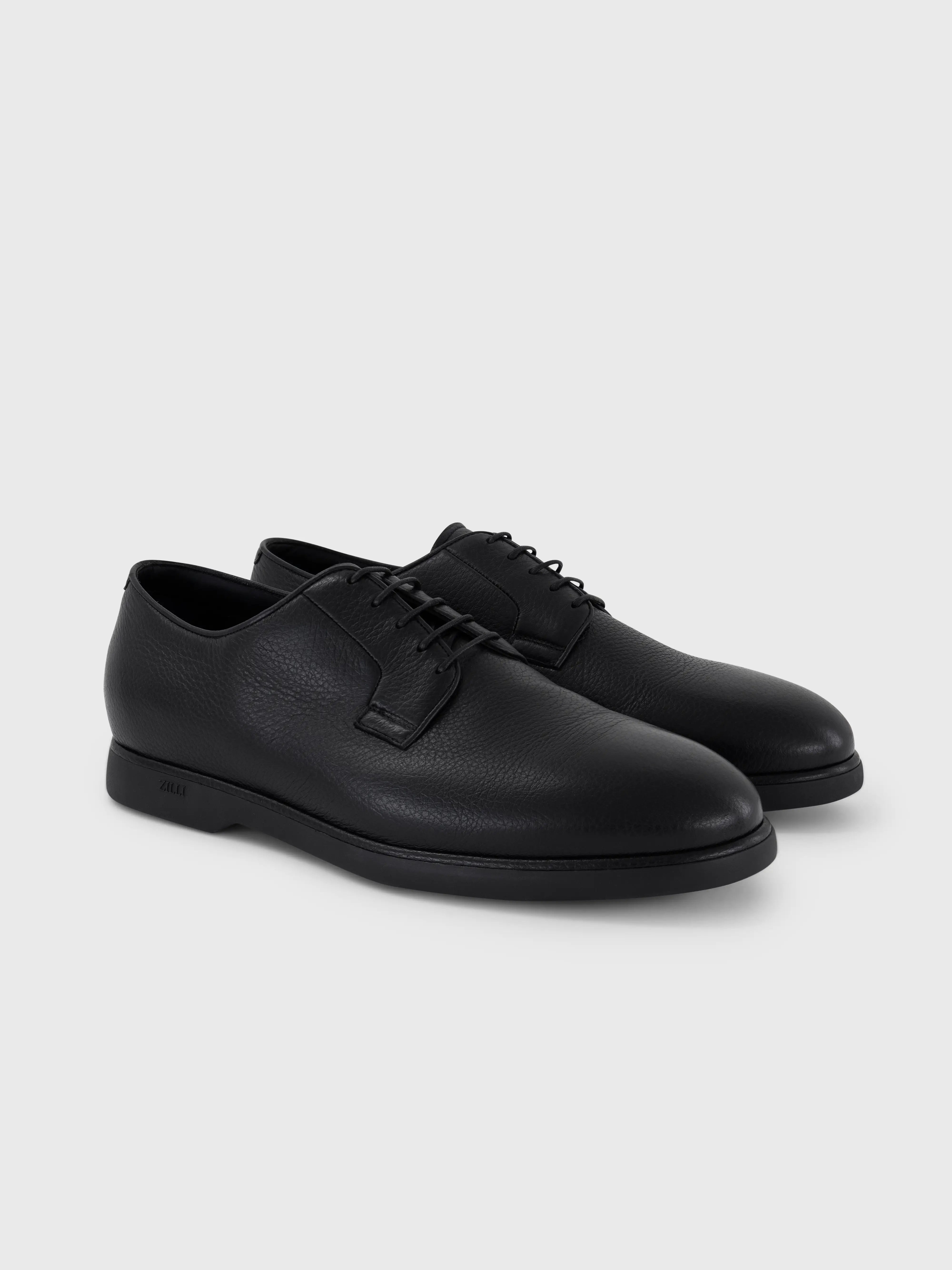 100% Deerskin Lace-Up Shoes - Black