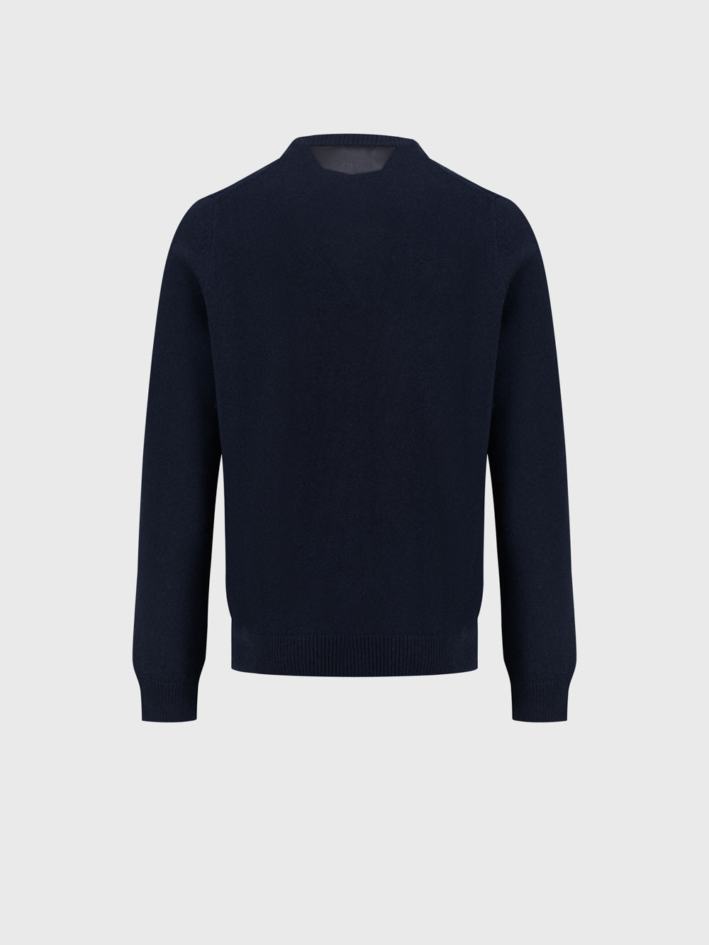100% Lambswool Pullover with Leather Detail - Dark Navy