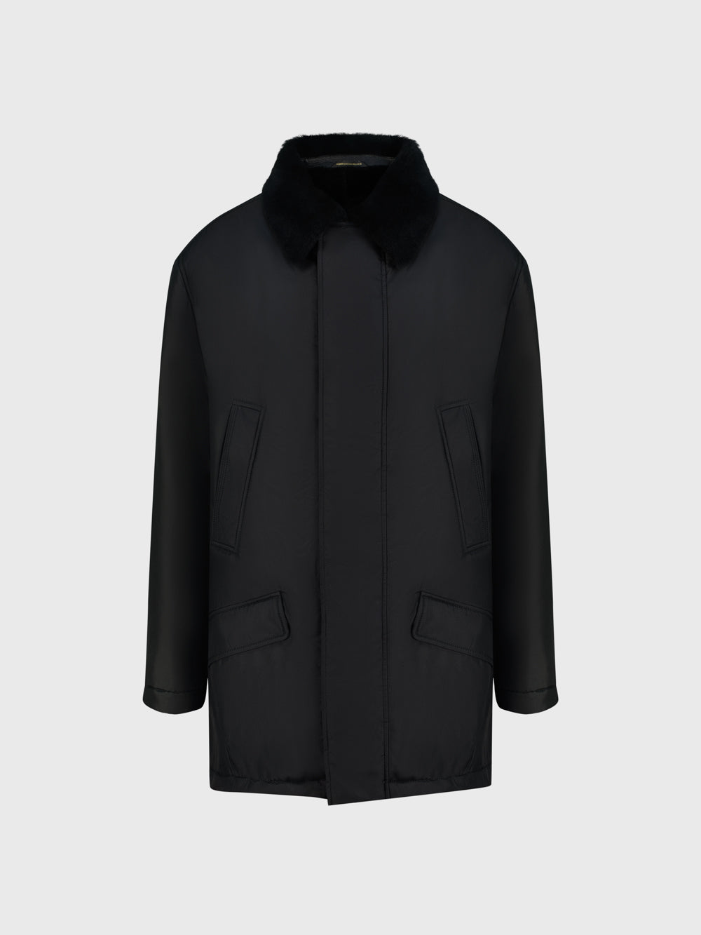 Silk, Deerskin & Shearling Coat - Black