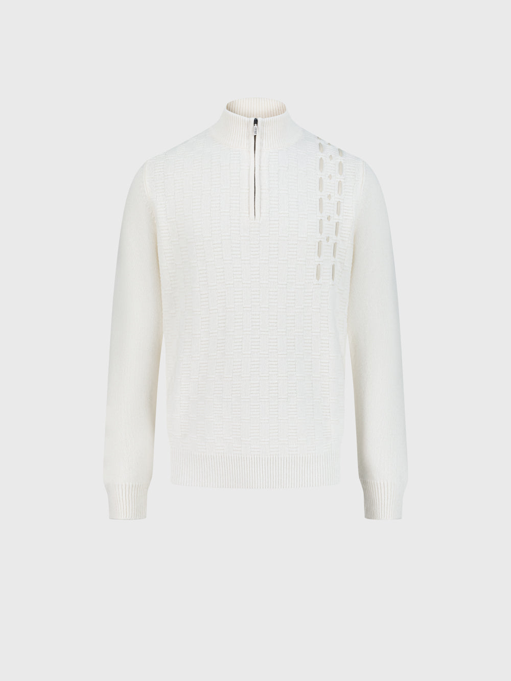 100% Lambswool Fitted Half-Zip Sweater - Blond Fawn