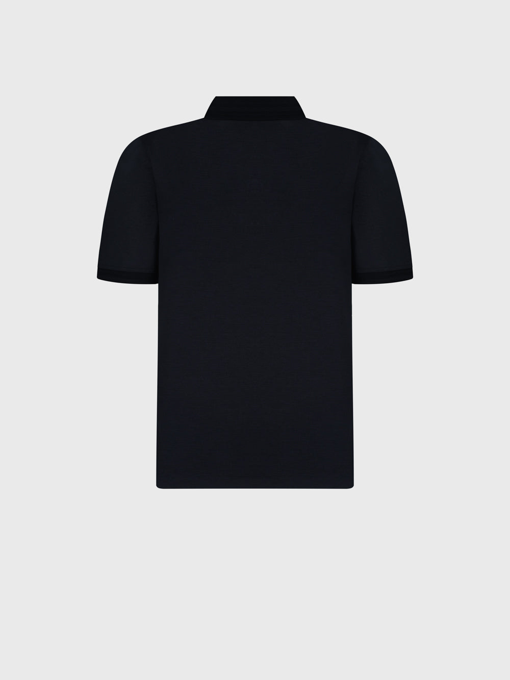 Wool Knit Polo T-Shirt with Half-Zip – Dark Navy