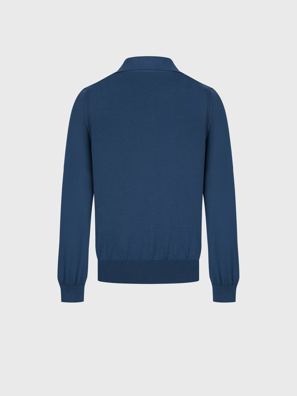 Wool-Silk Lightweight Polo Half-Zip Knit – Smoke Blue