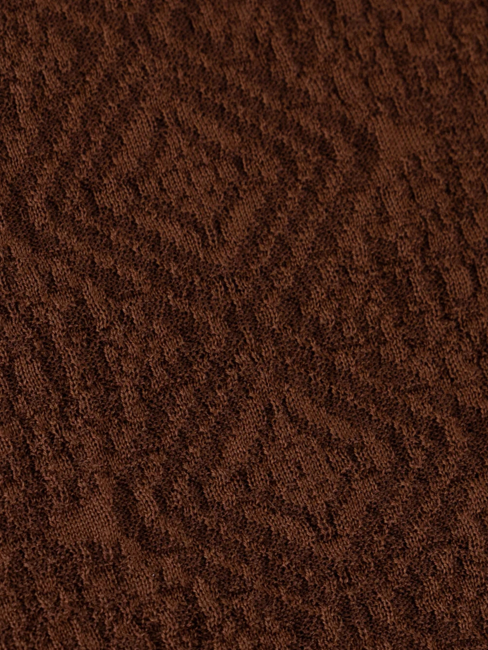 Wool-Silk Polo Half-Zip Pebbled Knit – Whiskey