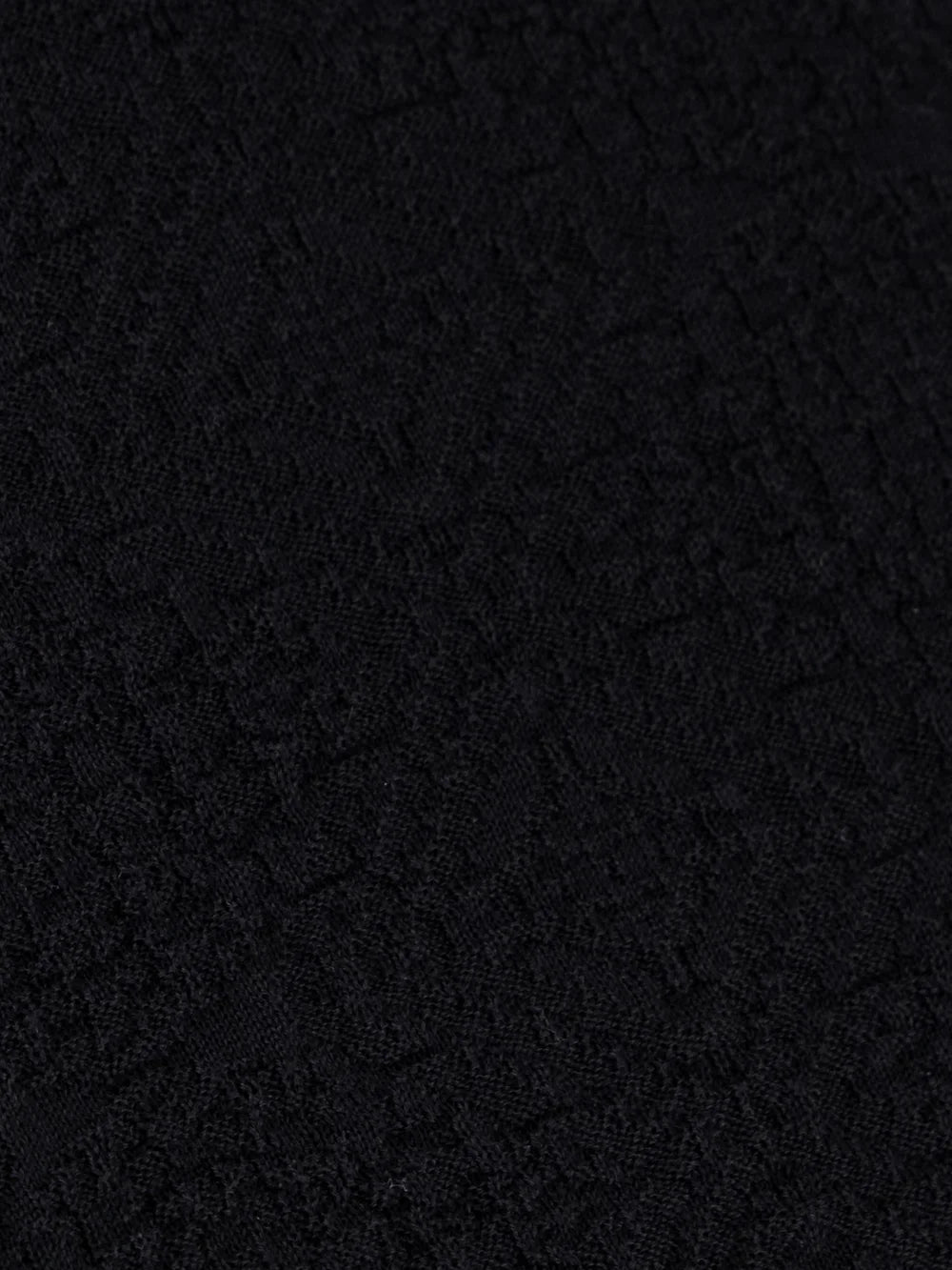 Wool-Silk Polo Half-Zip Pebbled Knit – Black