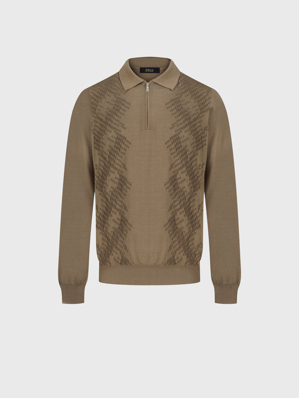 60% Wool 40% Silk Polo Sweater - Cappuccino