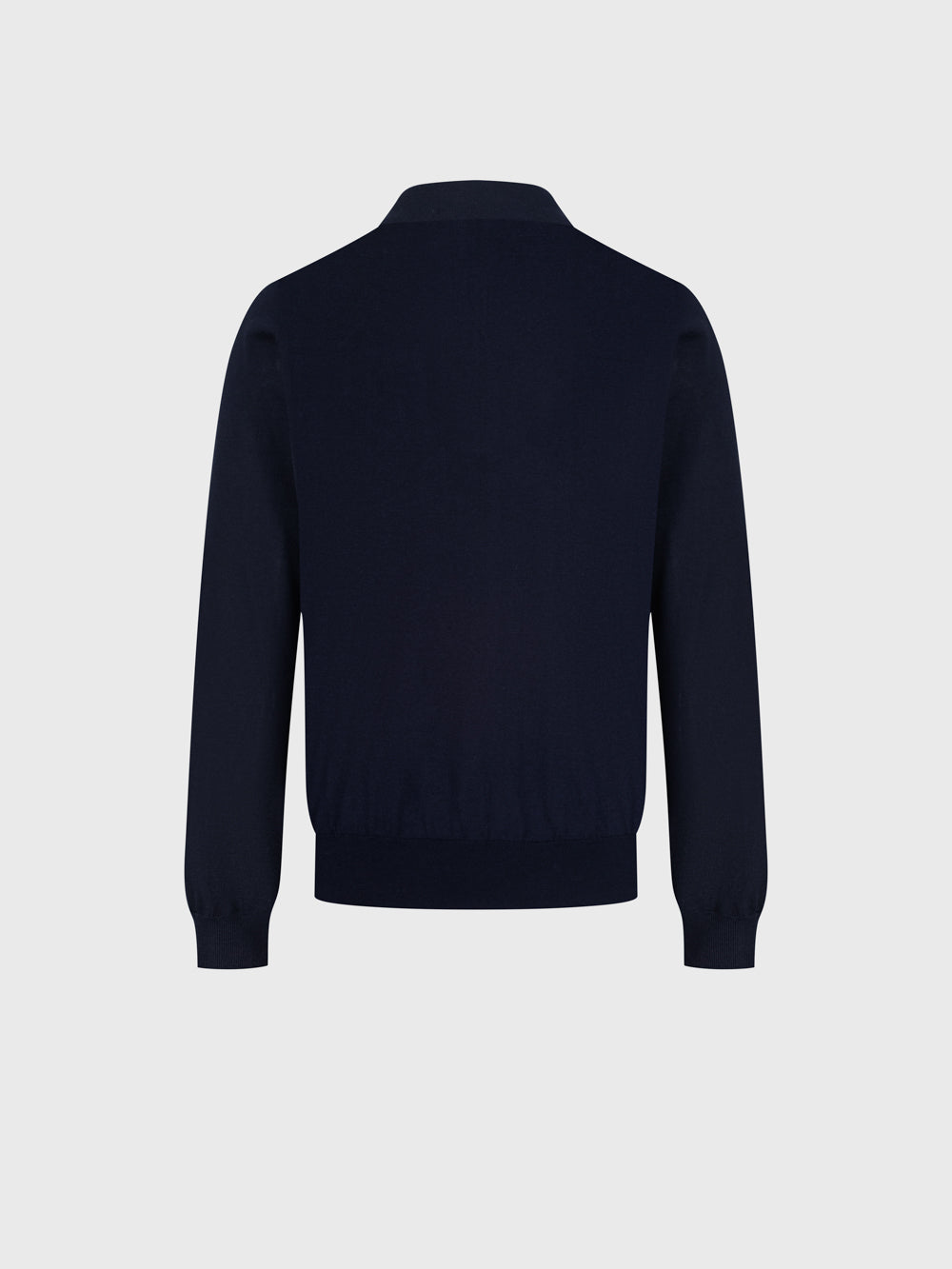60% Wool 40% Silk Zip Polo - Dark Navy