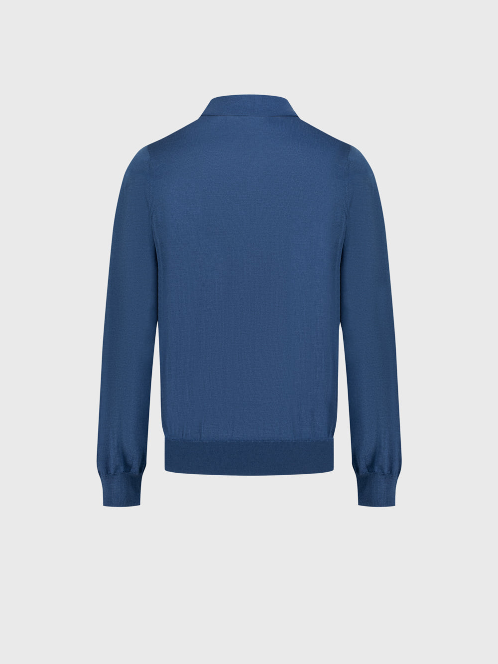 Angled Panel Polo Half-Zip Knit with Crocodile Leather Trim – Oxford Blue