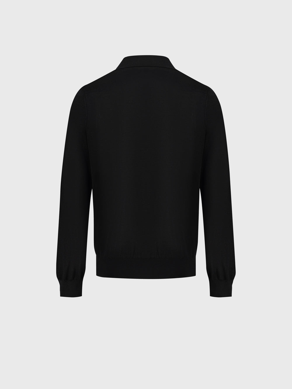Angled Panel Polo Half-Zip Knit with Crocodile Leather Trim – Black