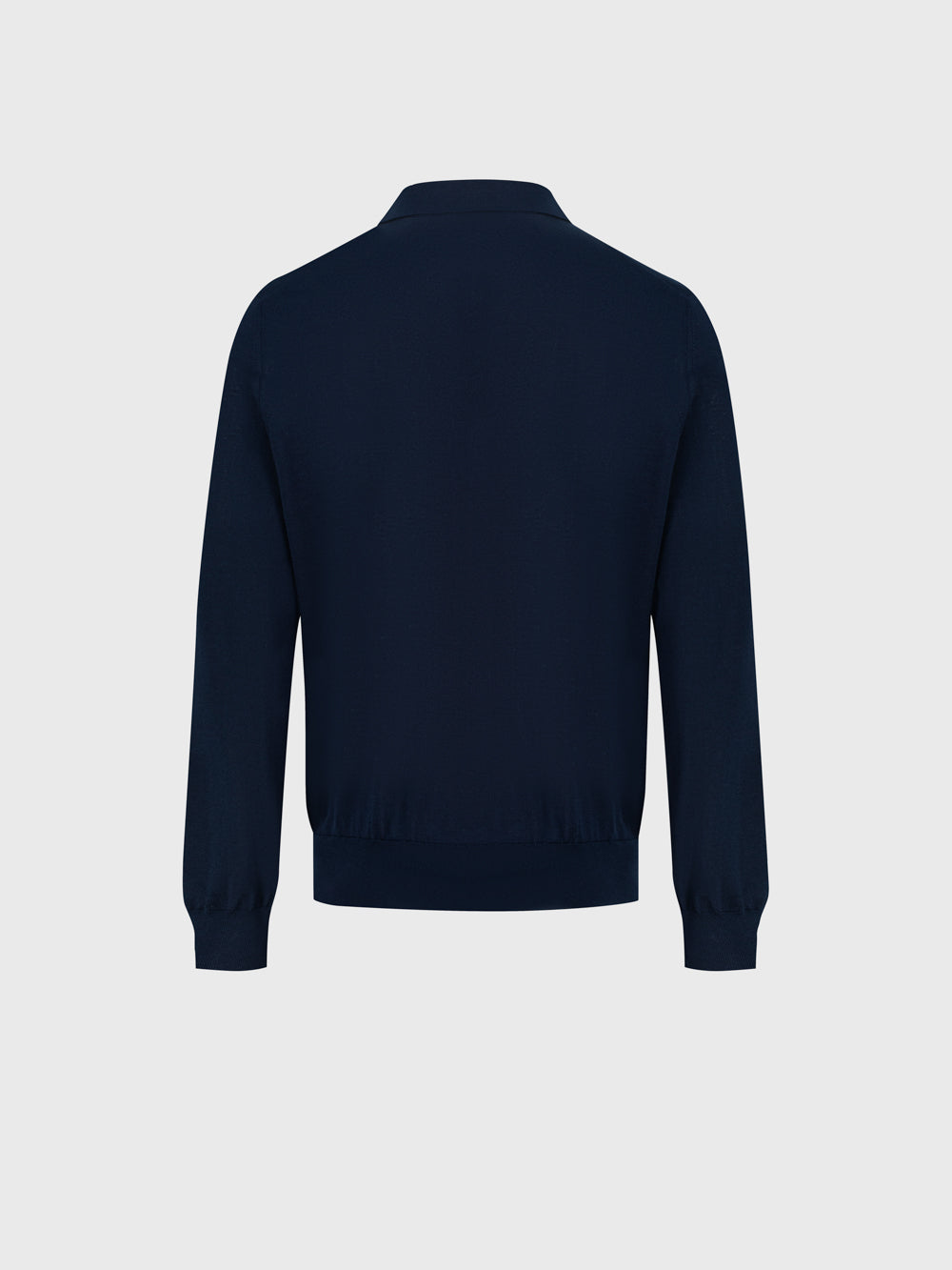 Speckled Half-Zip Knit with Crocodile Leather Trim – Dark Navy