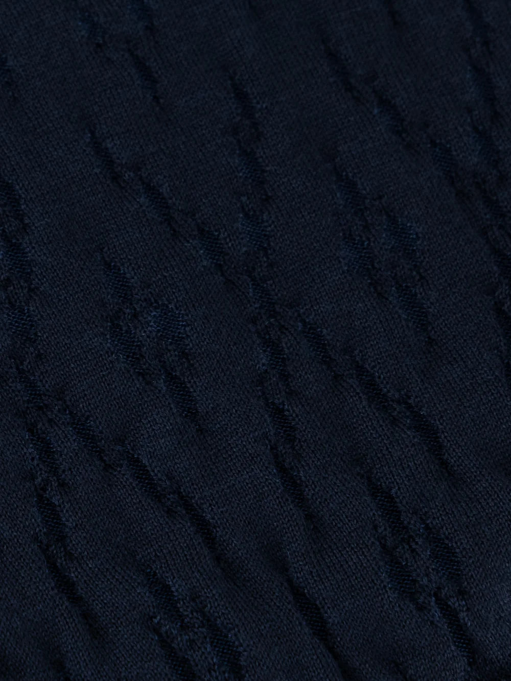 Speckled Half-Zip Knit with Crocodile Leather Trim – Dark Navy