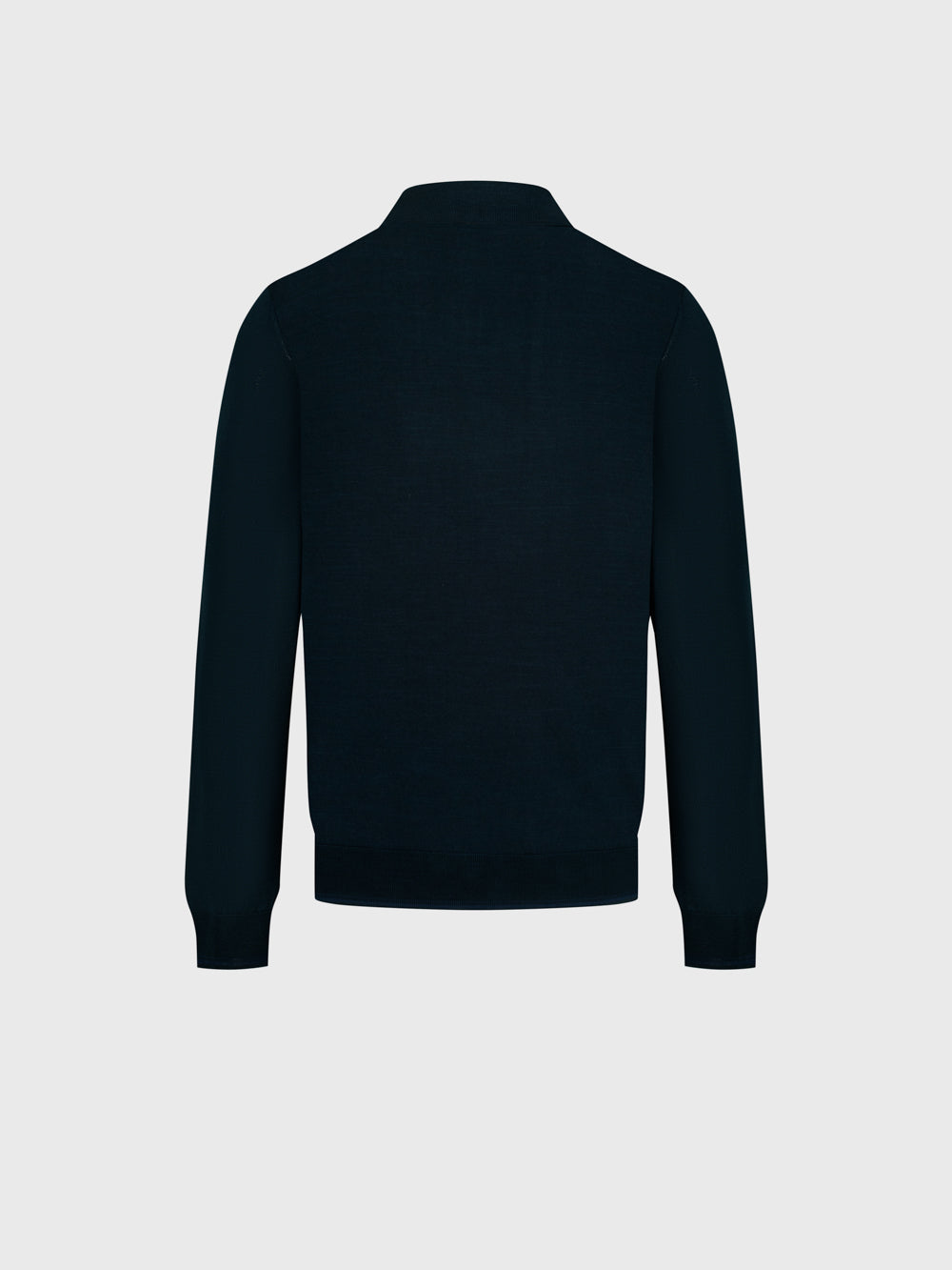 Silk Half-Zip Knit with Crocodile Leather Trim – Dark Navy
