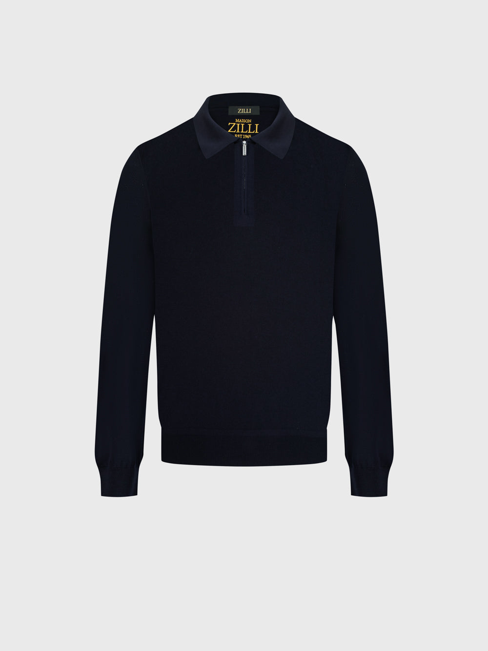Wool Polo Half-Zip Knit – Dark Navy