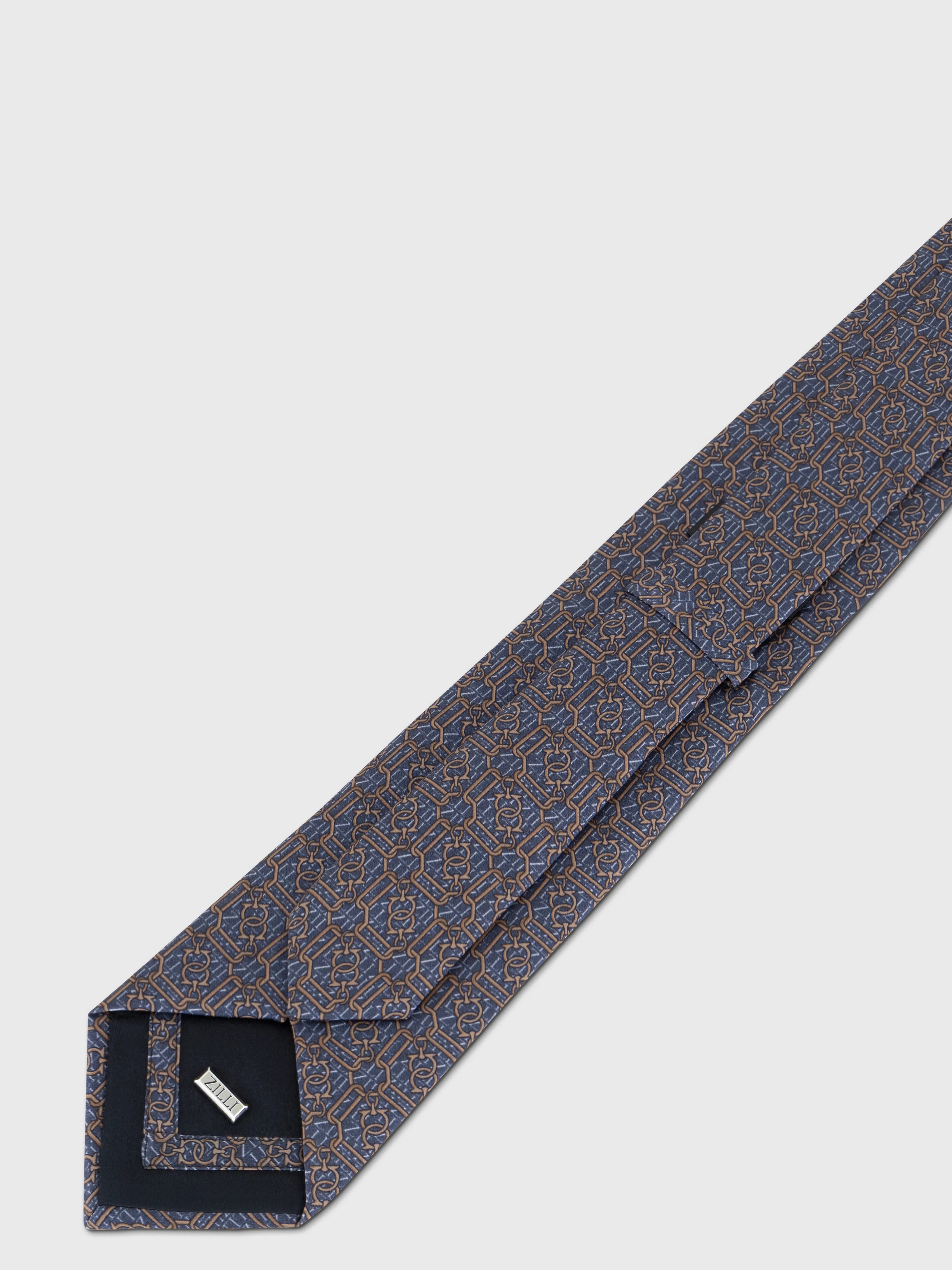 Silk Chain Link Pattern Tie - Charcoal