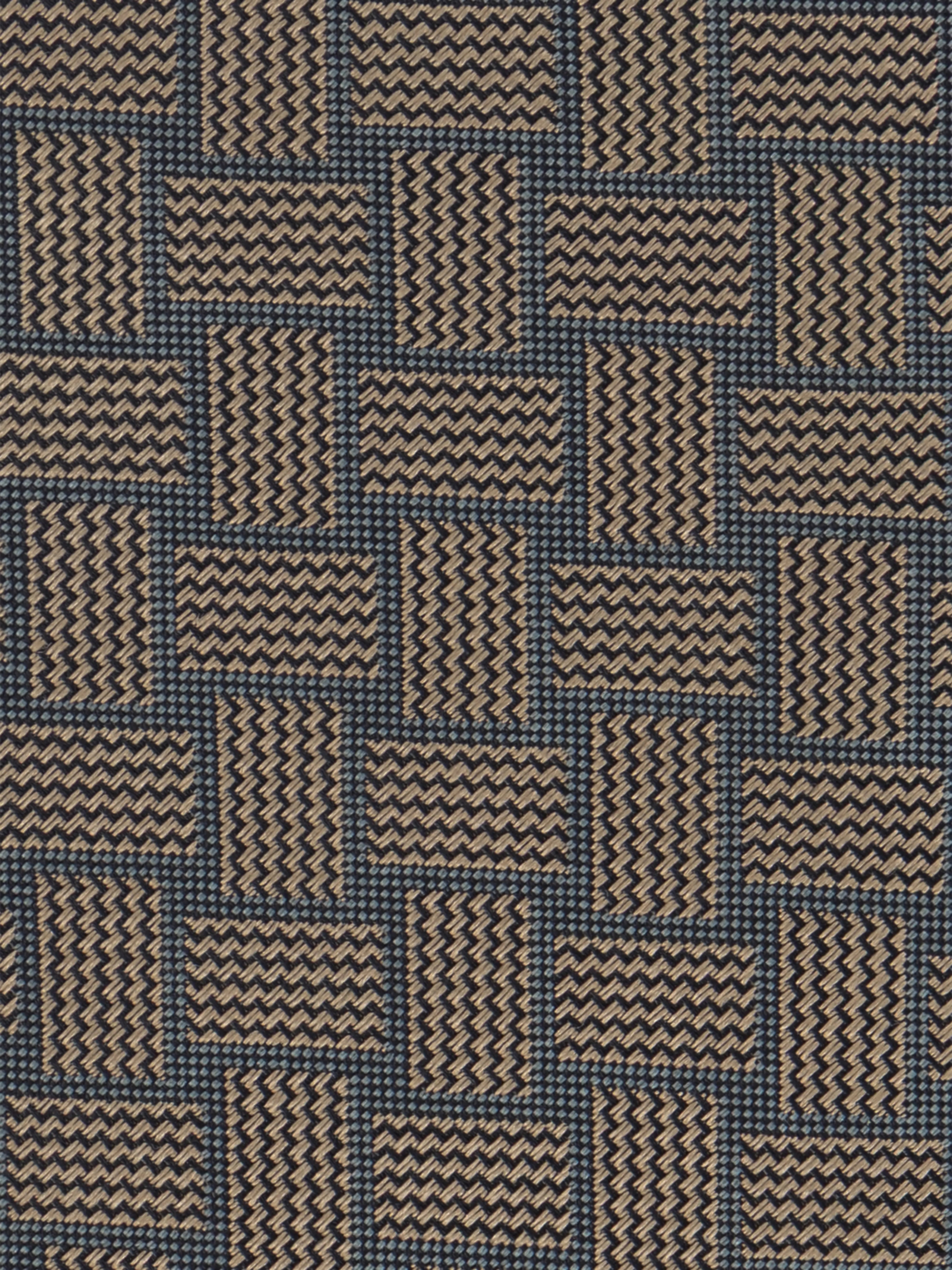 100% Silk Tie with Square and Dot Pattern - Dark Navy