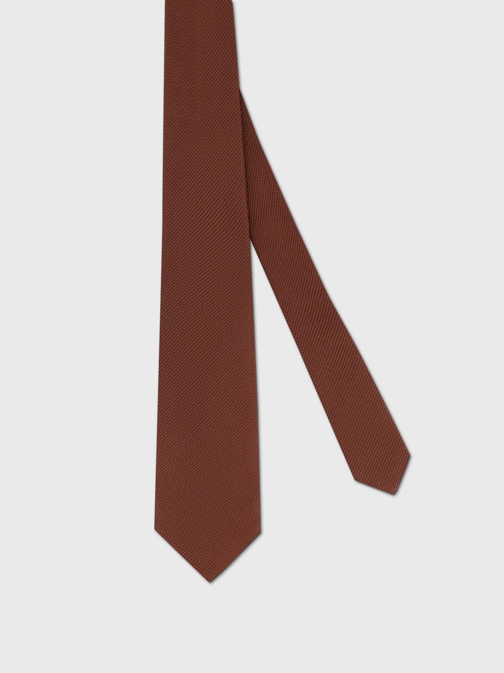 Silk Knitted Tie - Burnt Tobacco