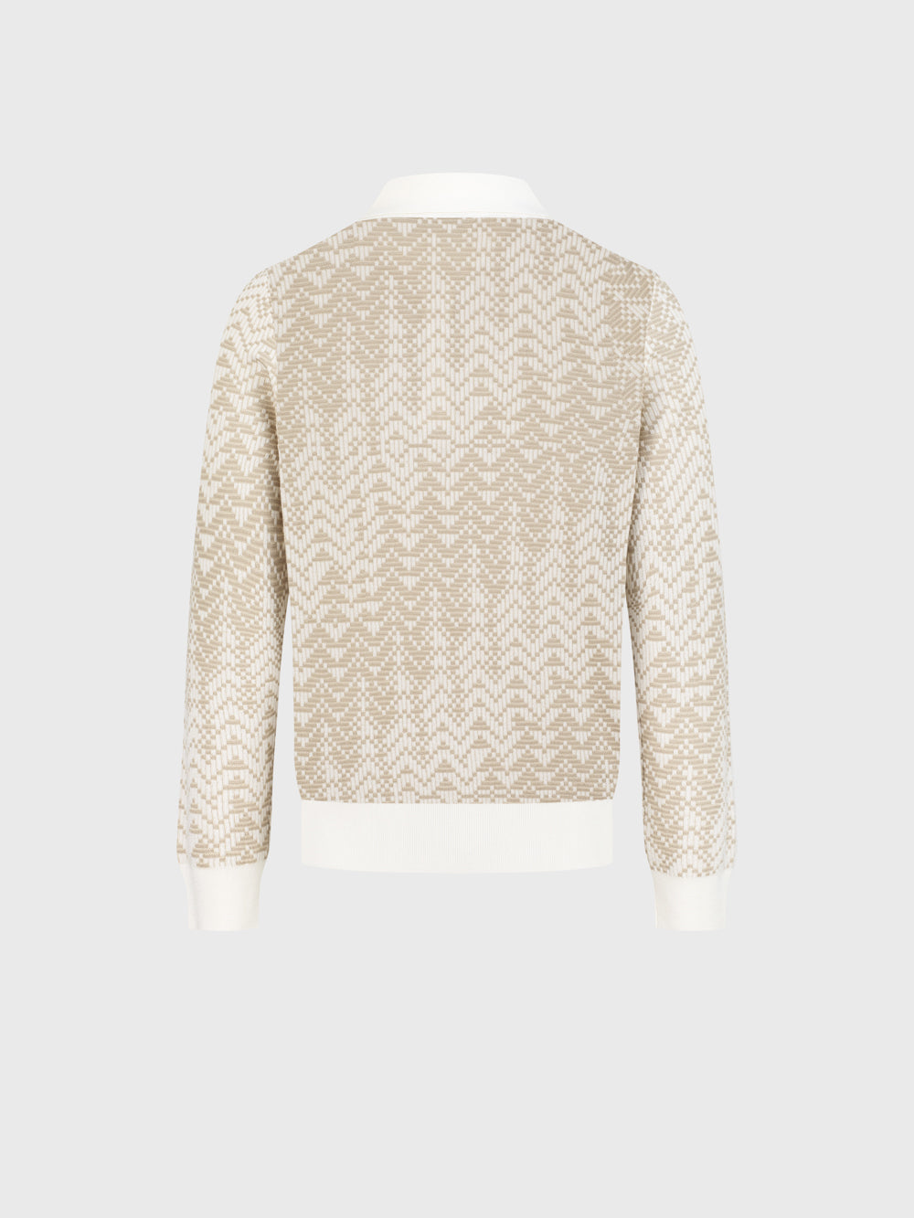 60% Wool 30% Silk 10% Cashmere Chevron Zip Polo - Blond Fawn