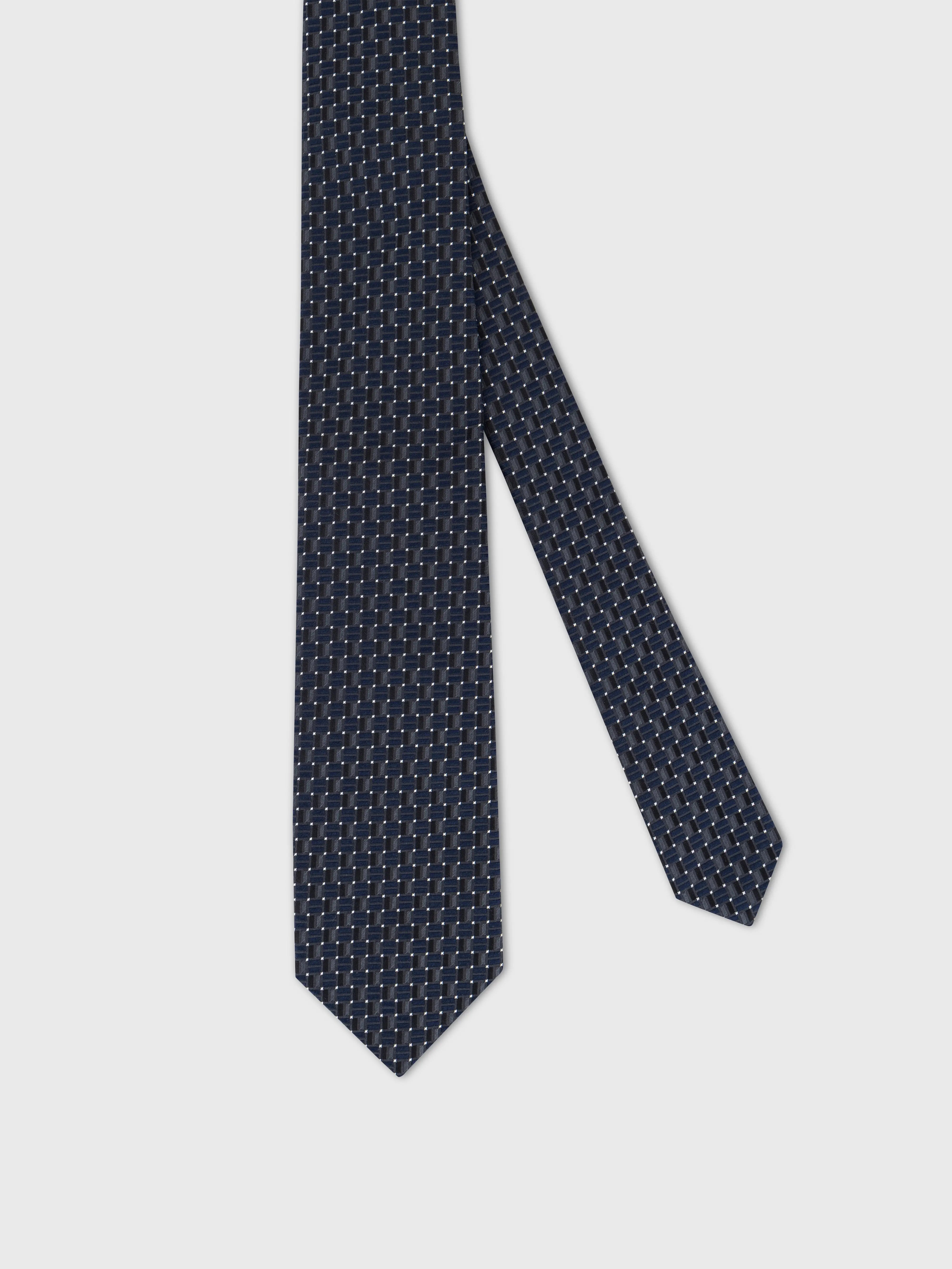100% Silk Tie with Twill Weave and Micro-Dot Pattern - Charcoal