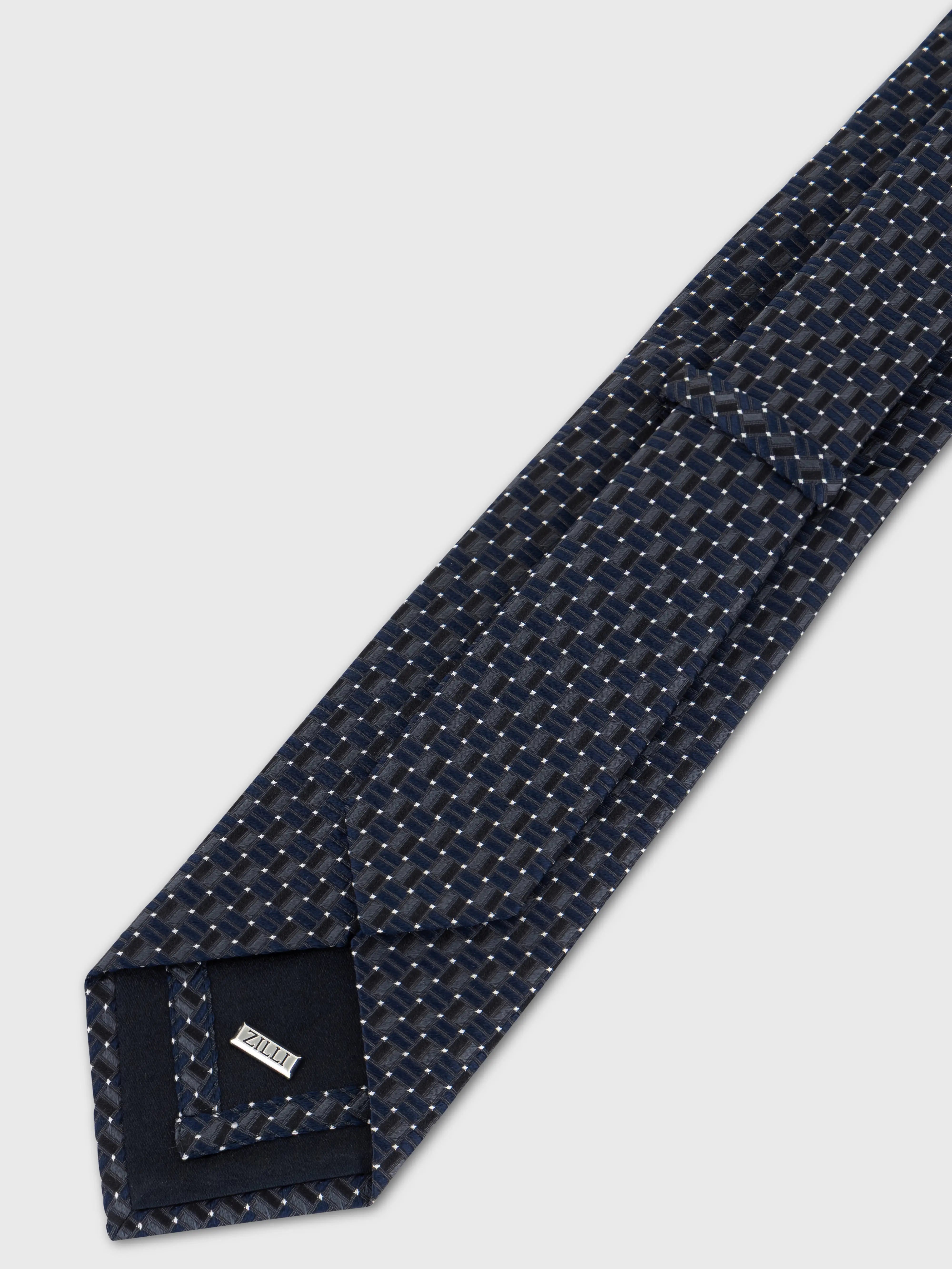 100% Silk Tie with Twill Weave and Micro-Dot Pattern - Charcoal