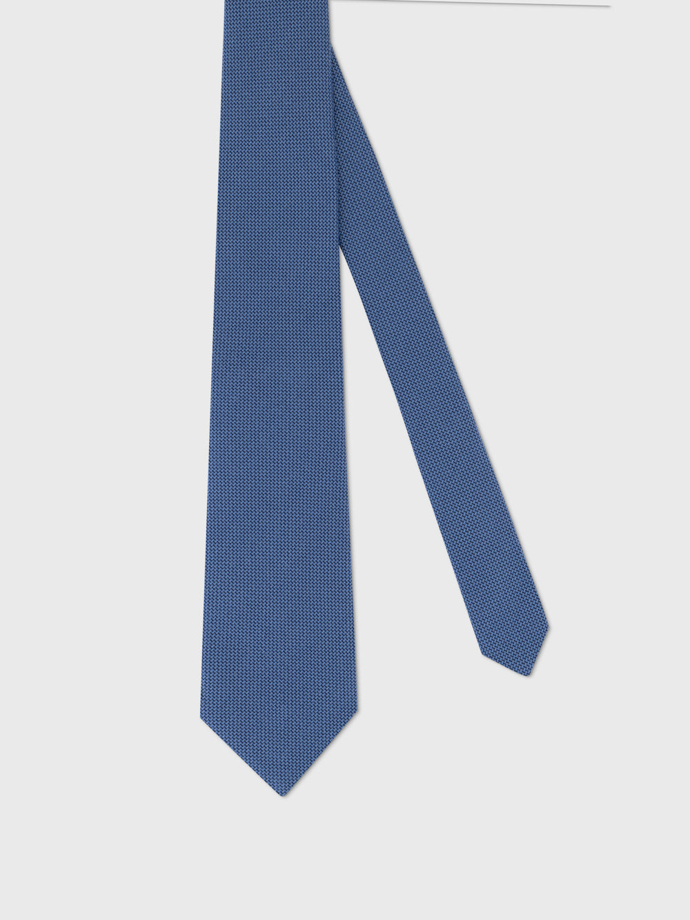 Wool-Silk Grenadine-Style Tie - Smoke Blue