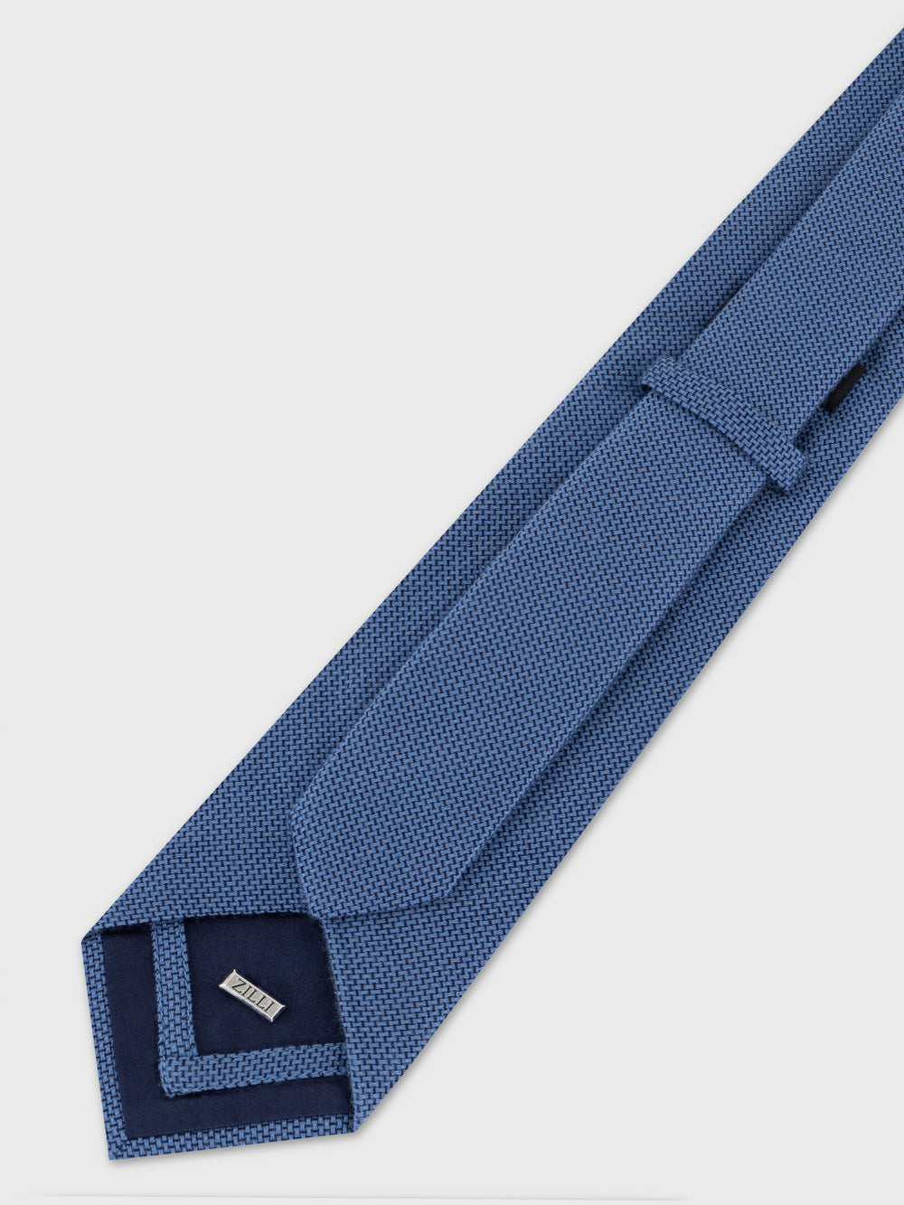 Wool-Silk Grenadine-Style Tie - Smoke Blue
