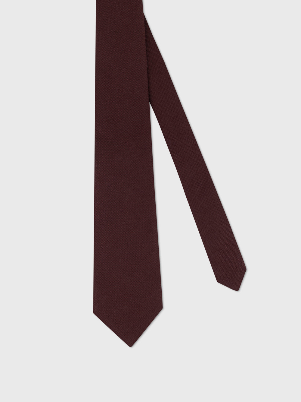 Wool-Silk Grenadine-Style Tie - Deep Cherry