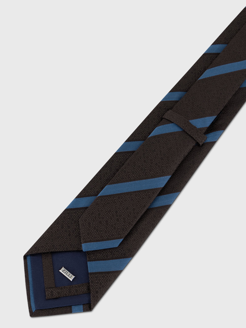 Silk Knitted Diagonal Stripe Tie - Chocolate